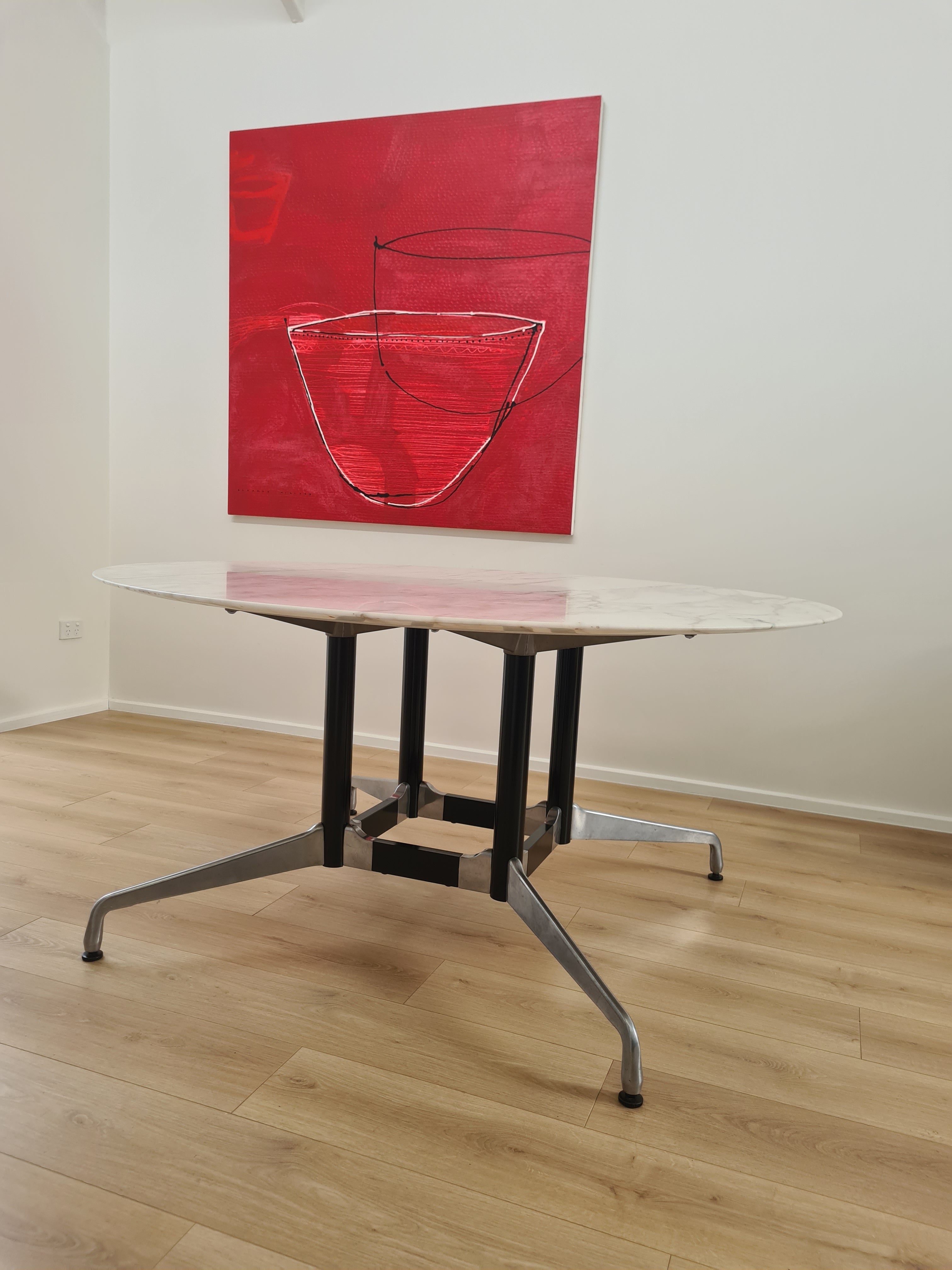 Eames Segmented Table with Saarinen Calacatta Marble Top