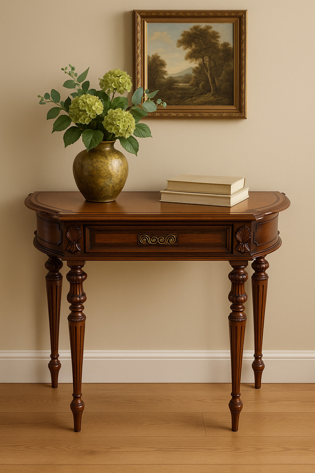 Antique Mahogany Console Table – Elegant Carved Detail