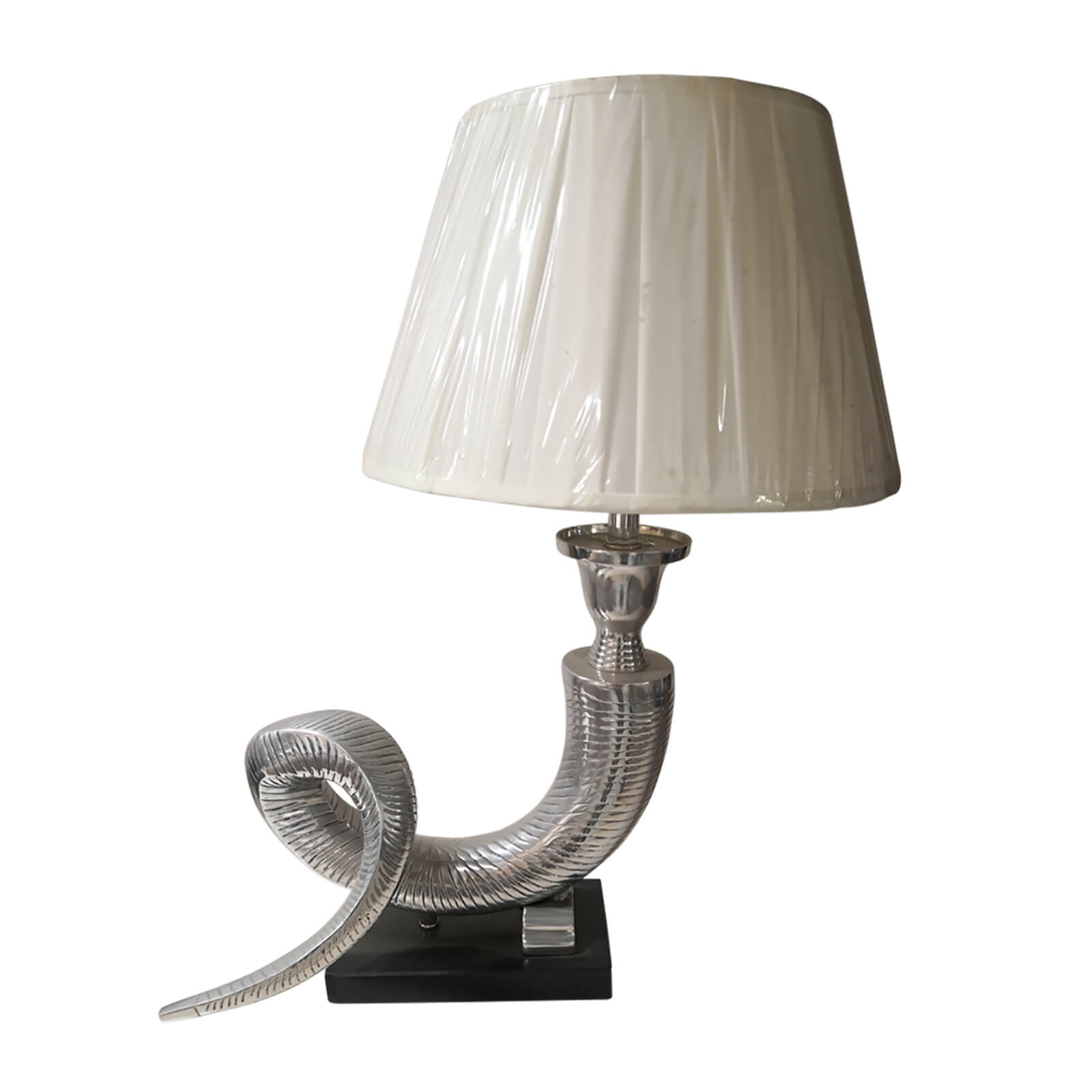 Horn Lamp Base with Fabric Shade