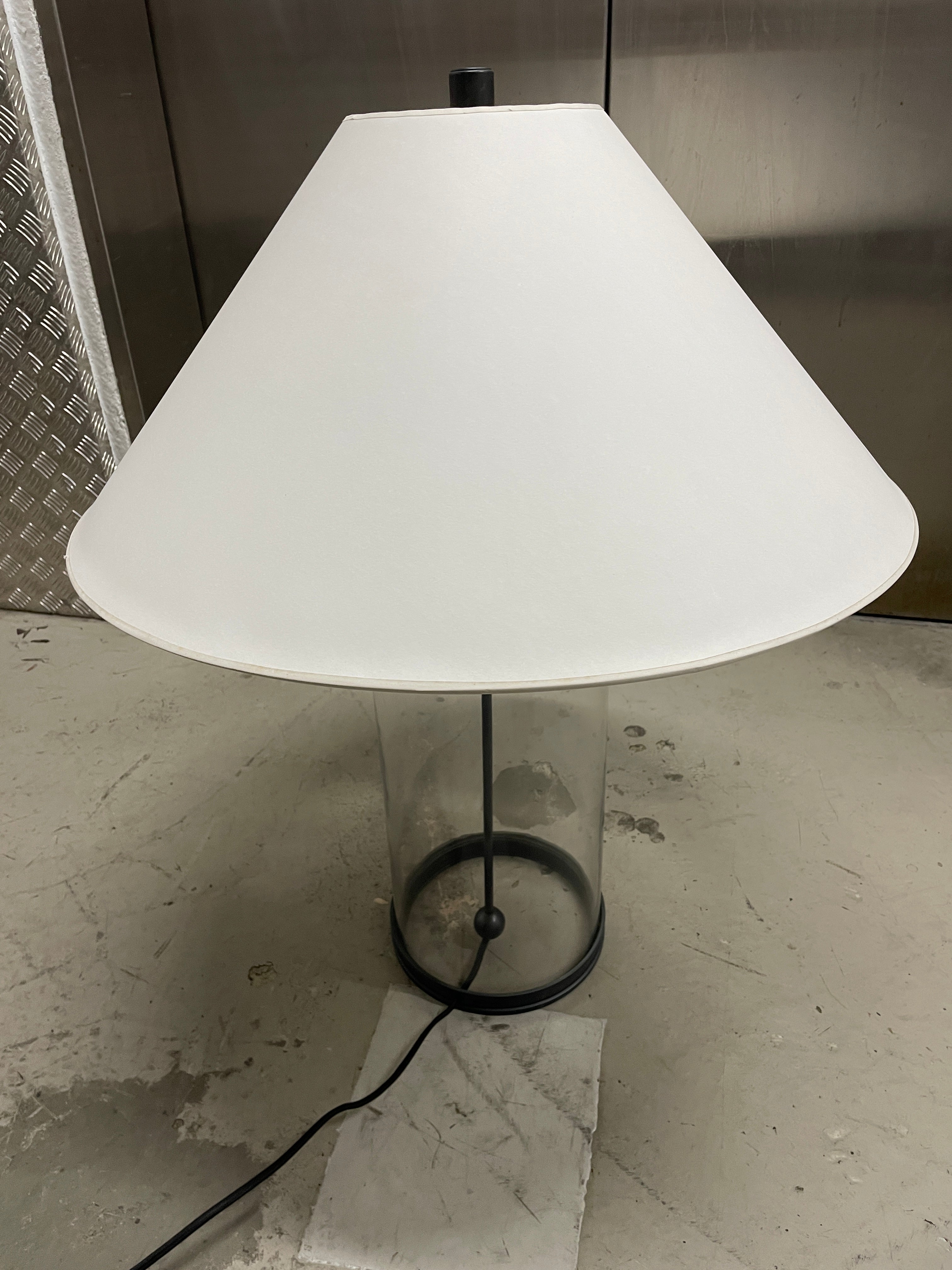 Ralph Lauren Hurricane Glass Cylinder Table Lamps, Pair