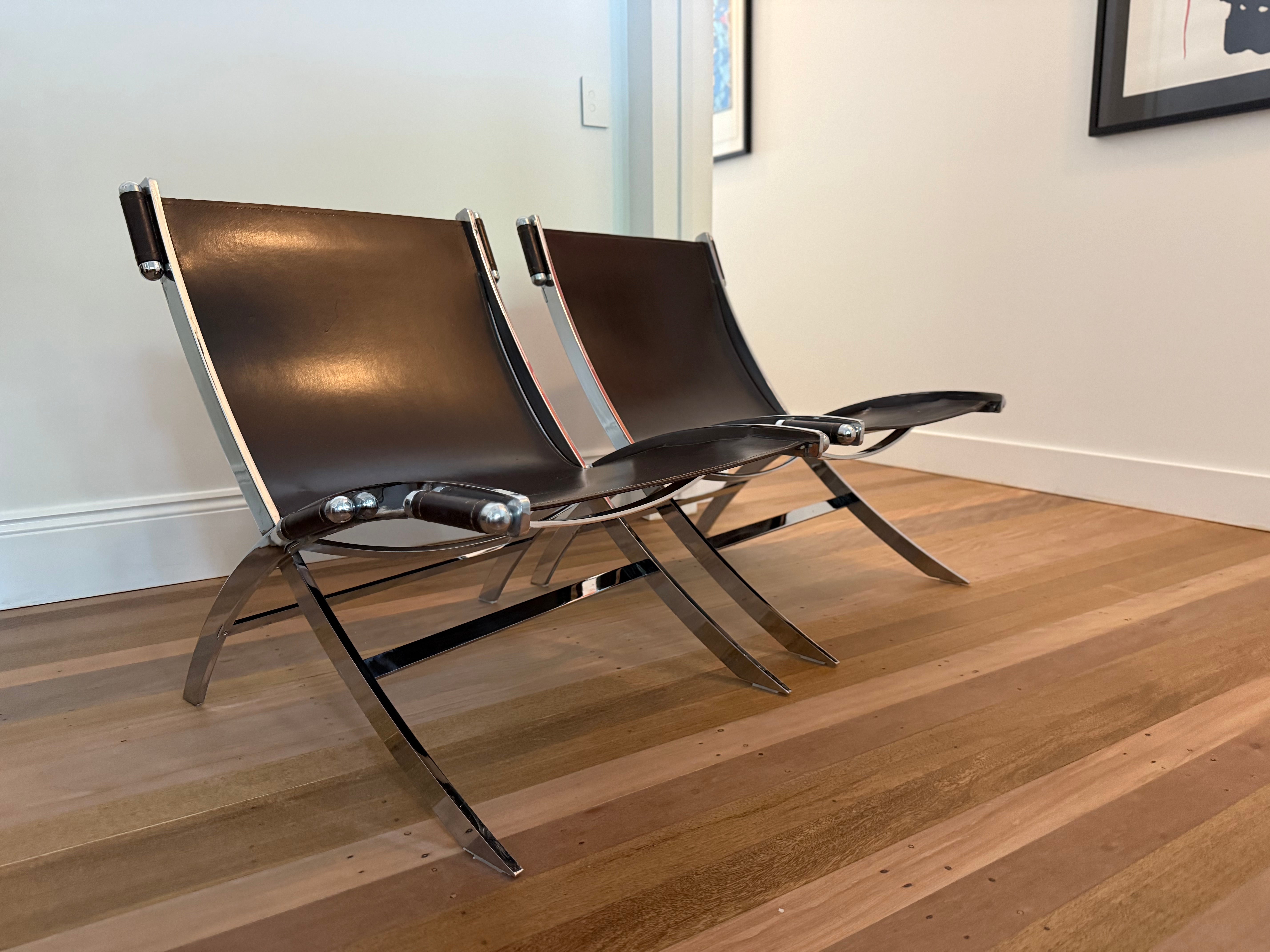 Flexform Scissor Chairs, pair