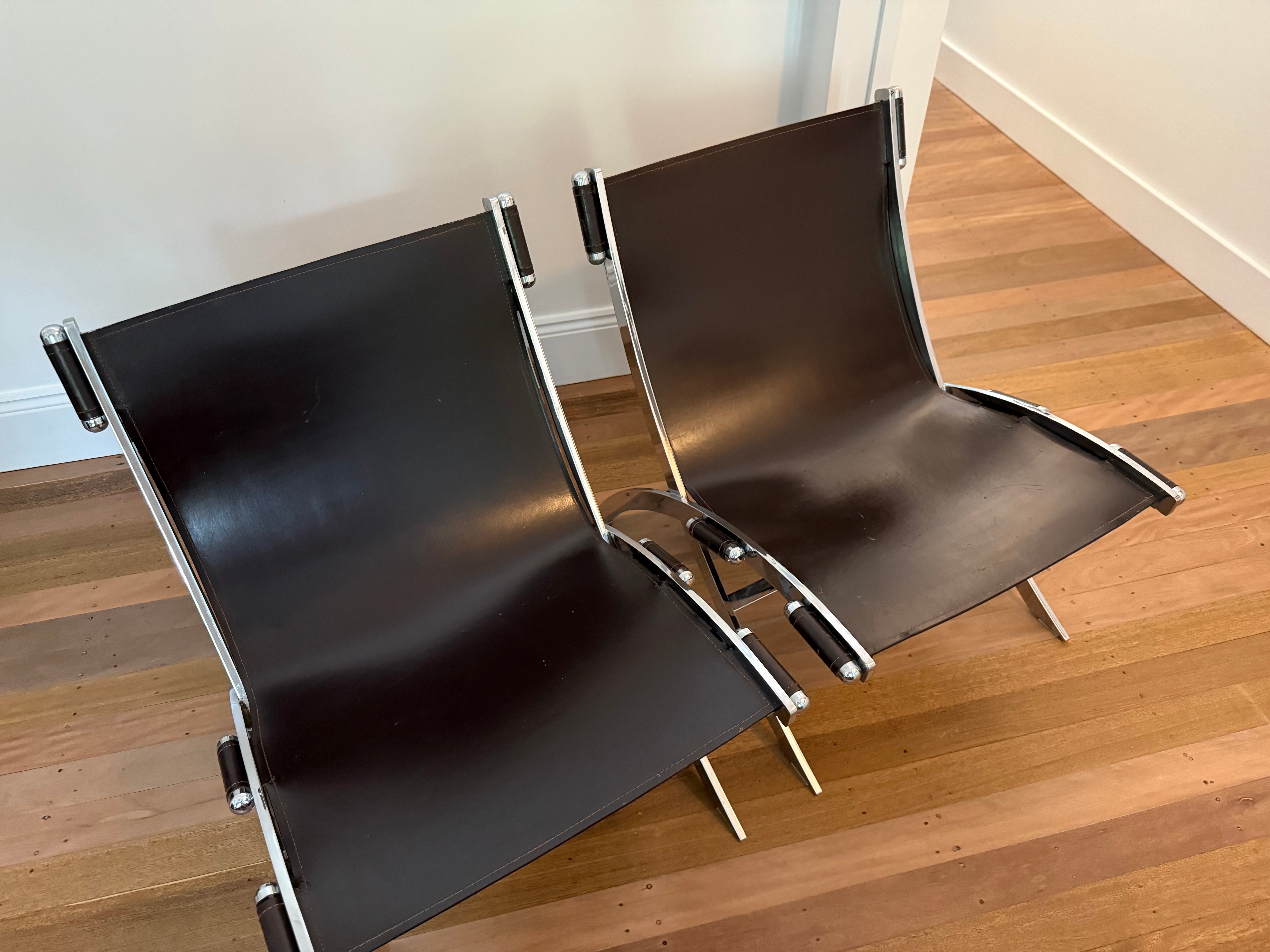 Flexform Scissor Chairs, pair