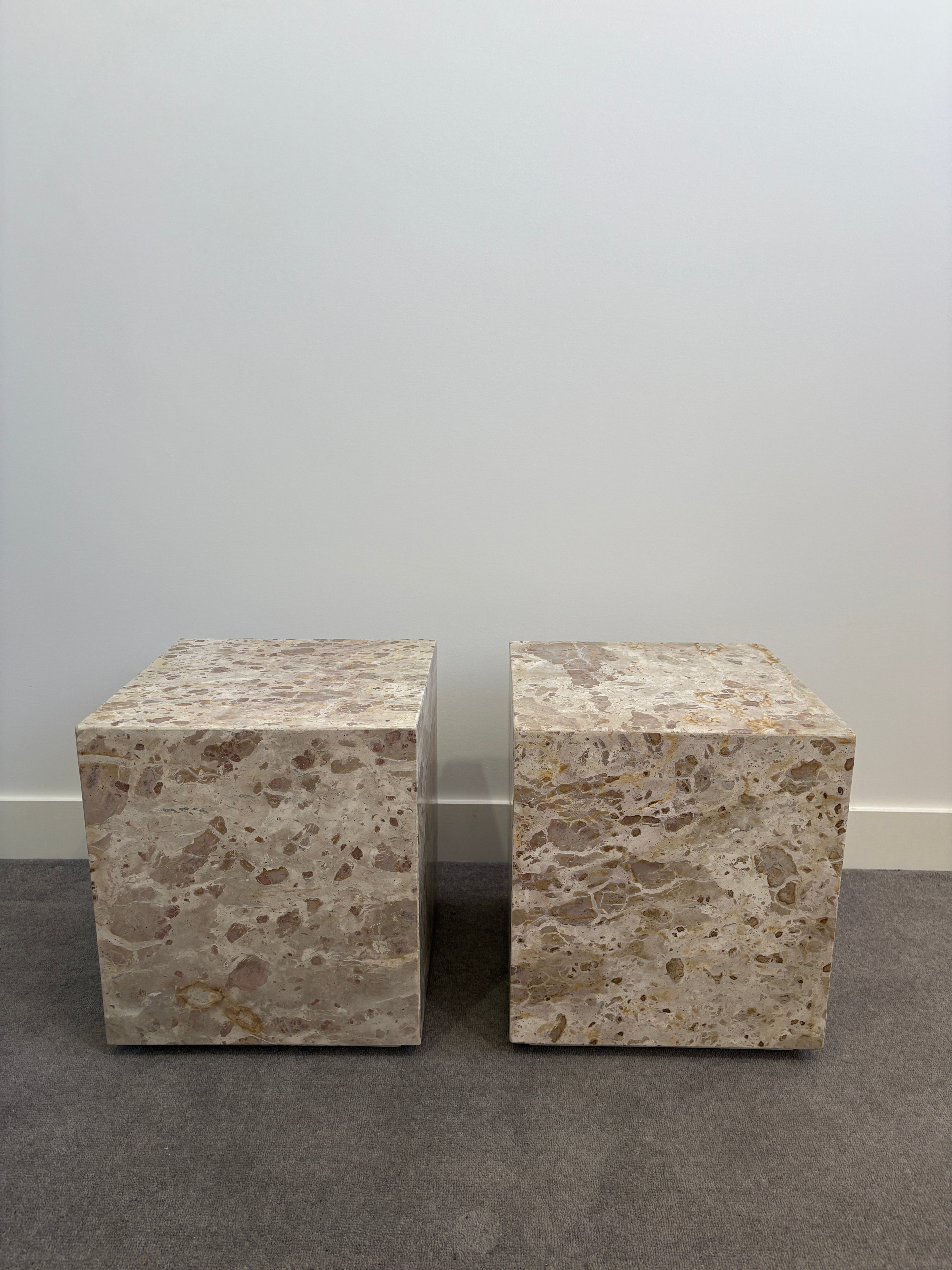 Globe West Marble Side Tables, pair
