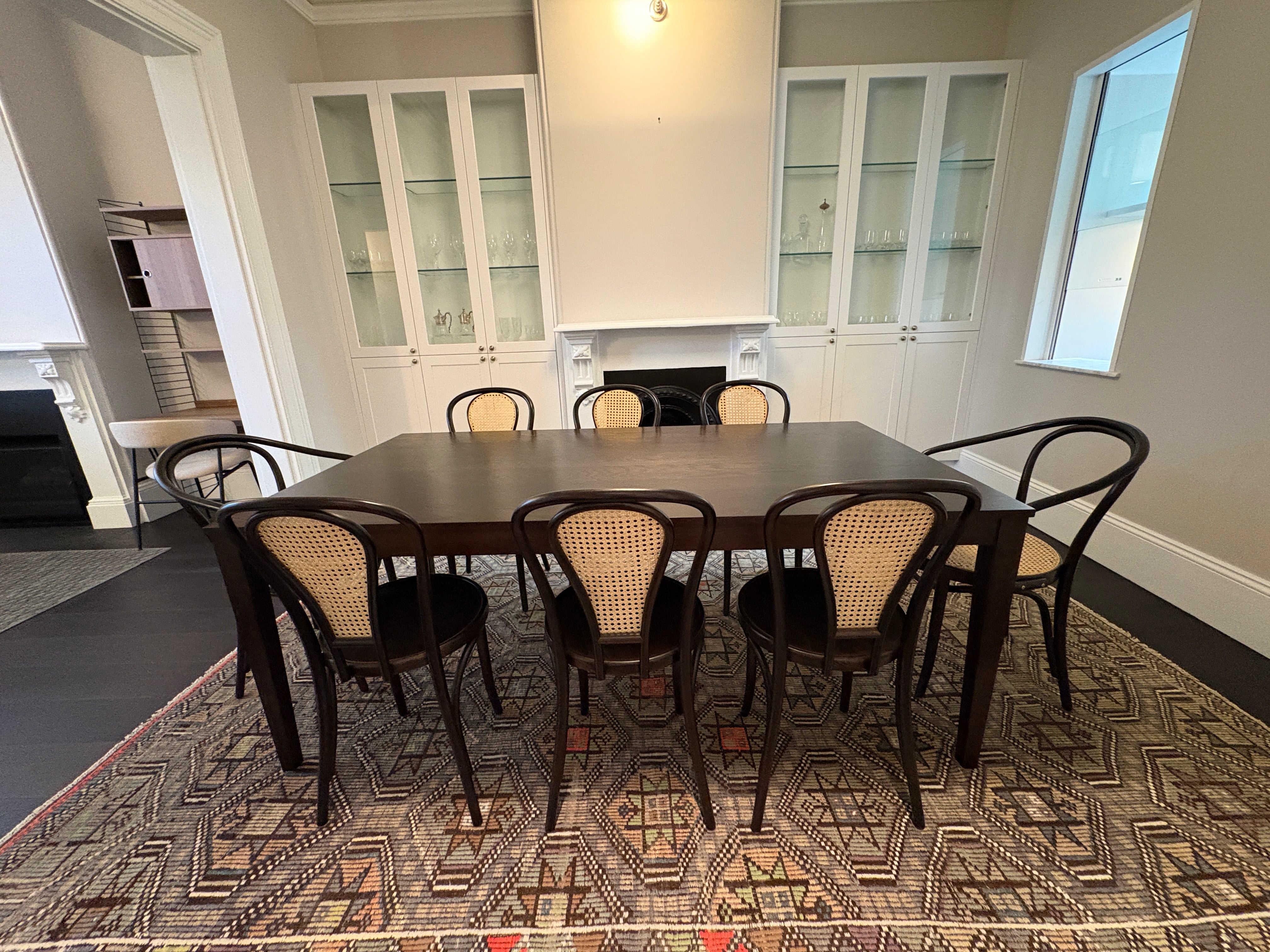 Thonet Unit Dining Table and Thonet Cane Back Chairs