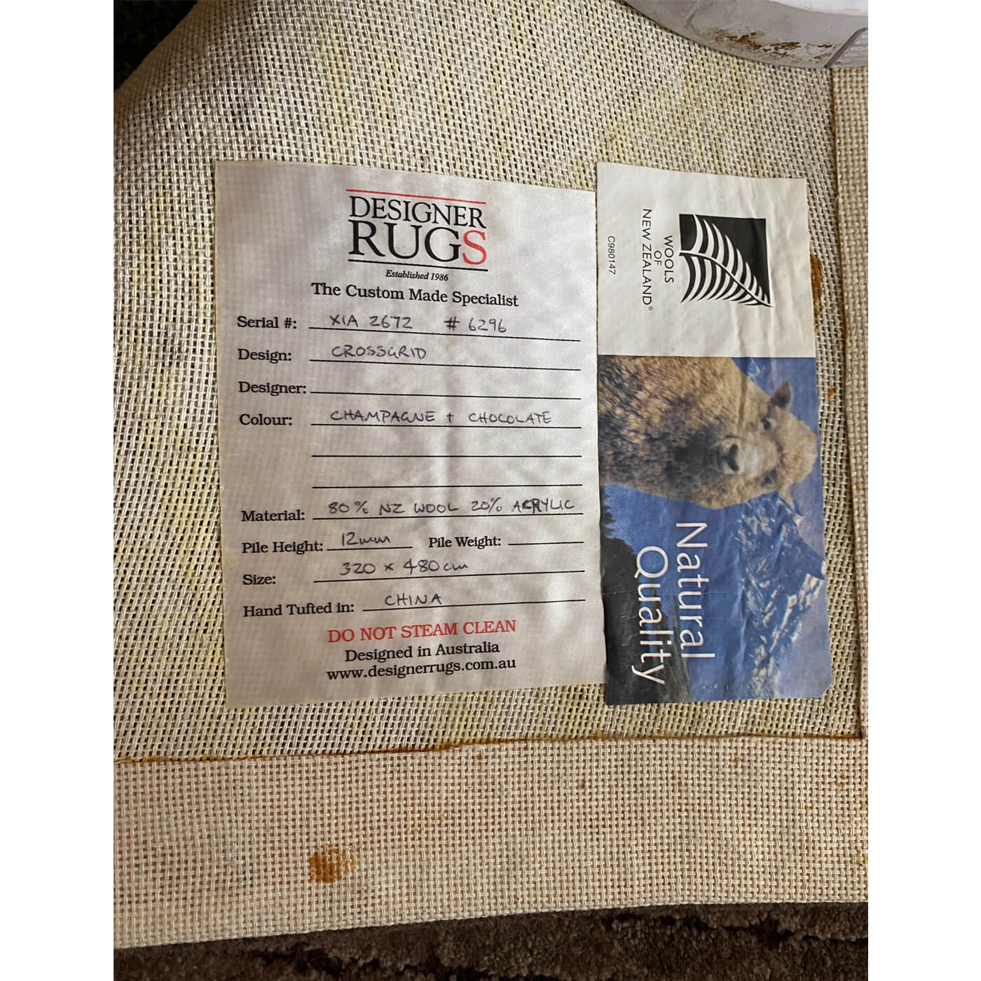 Designer Rugs Crossgrid rug, chocolate and champagne colours