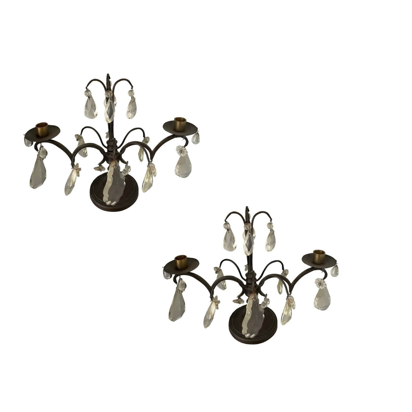 Pair of French crystal candelabra
