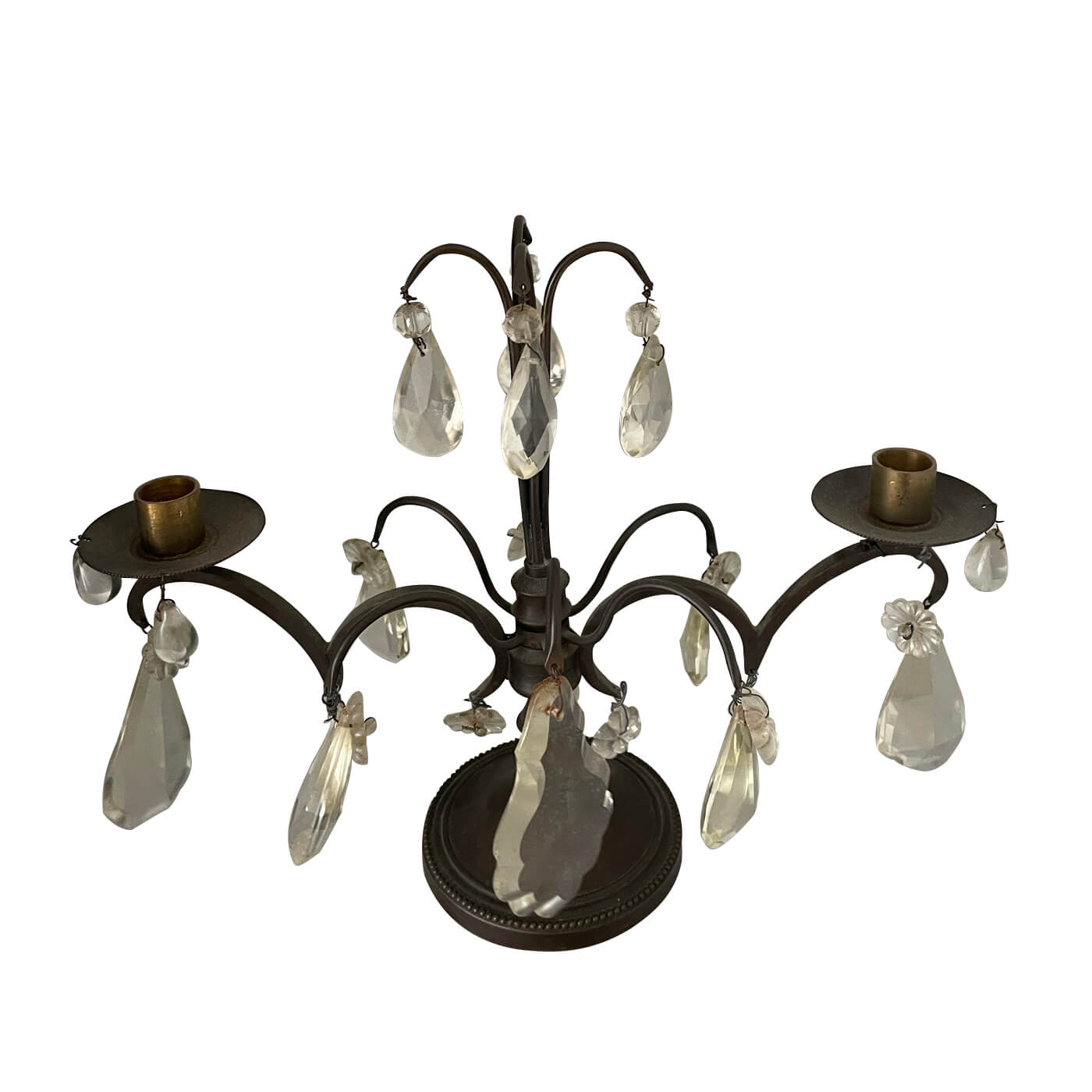 Pair of French crystal candelabra