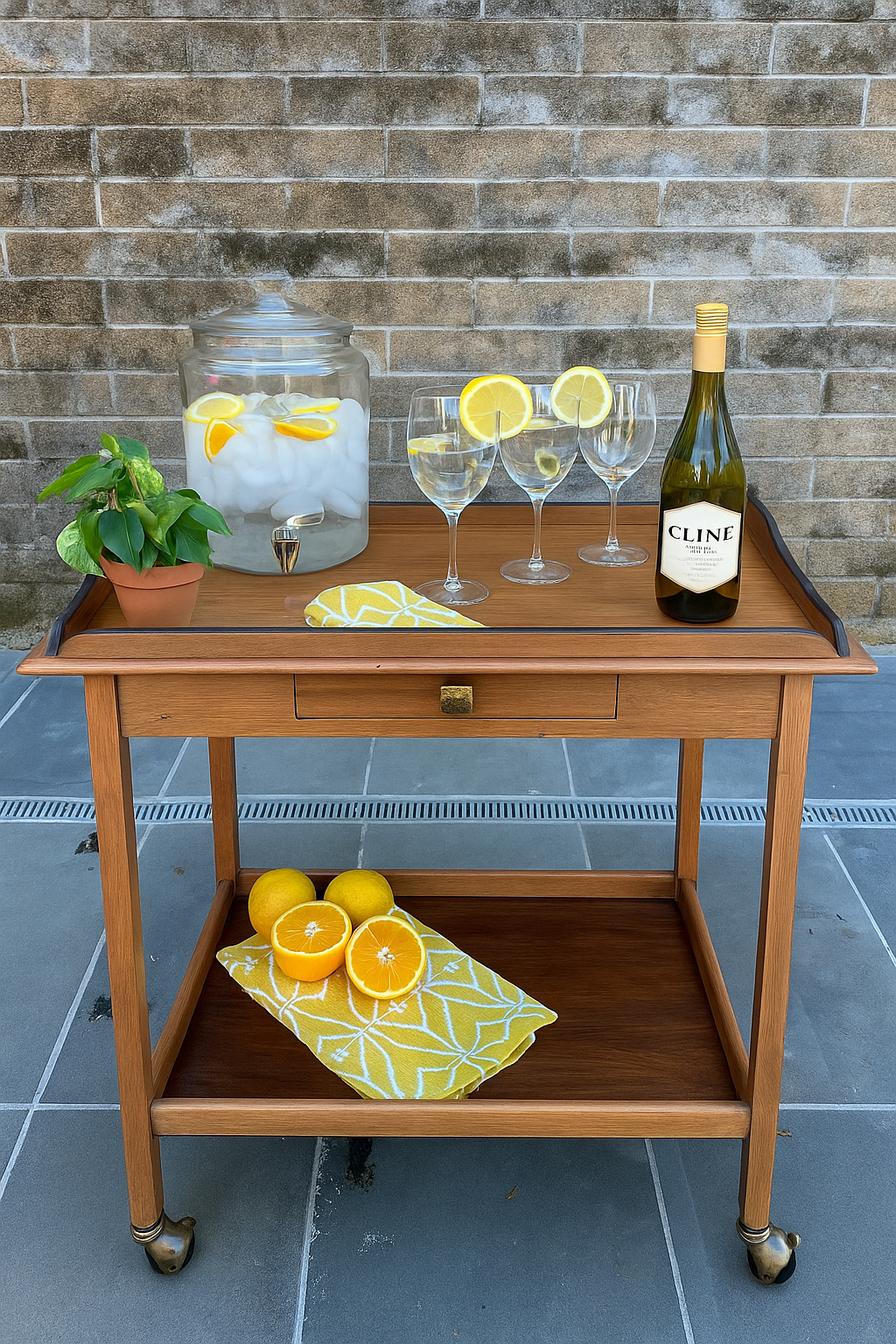 Solid Mahogany Bar/ Tea trolley