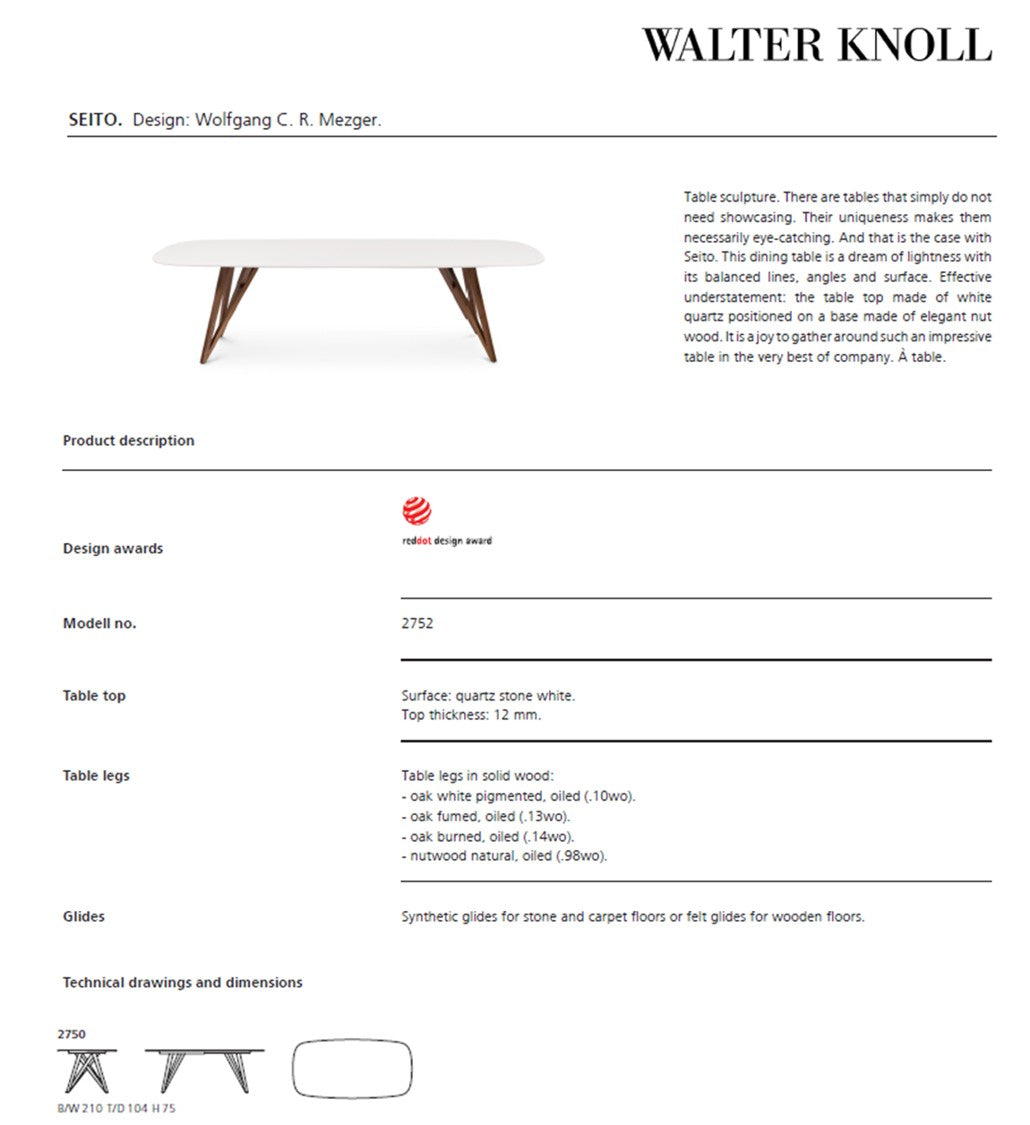 Walter Knoll Seito Dining Table