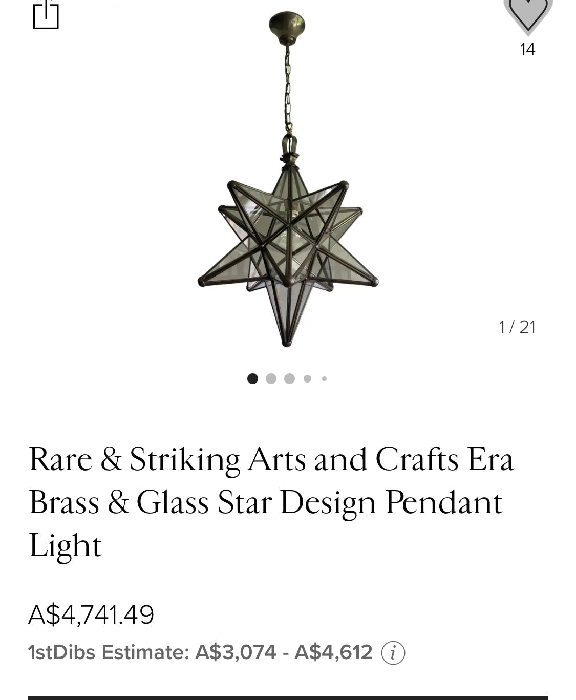 Conley & Co Star Pendant Light, Large, 2 available