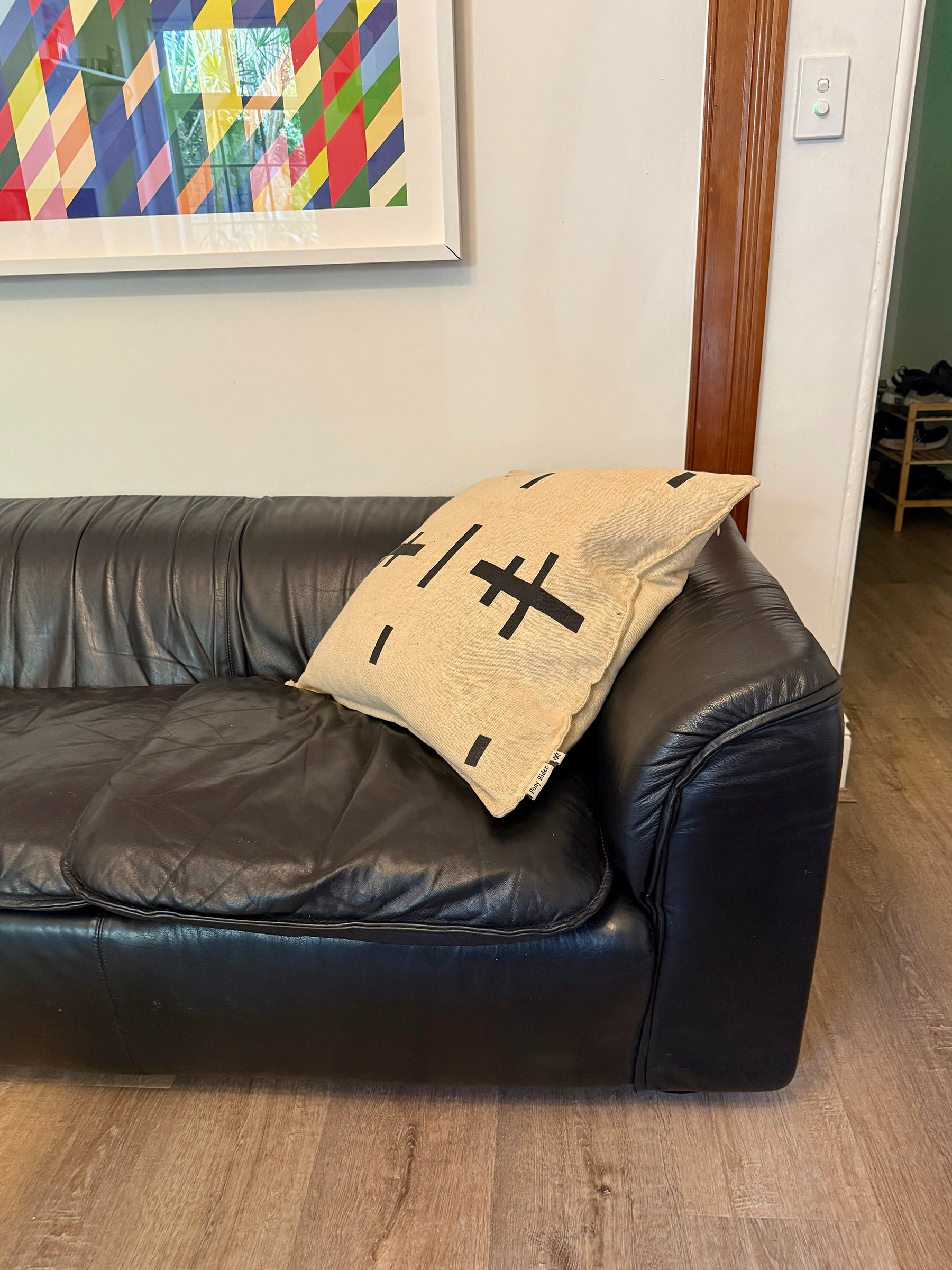 Brunati Vintage Black Leather Sofa