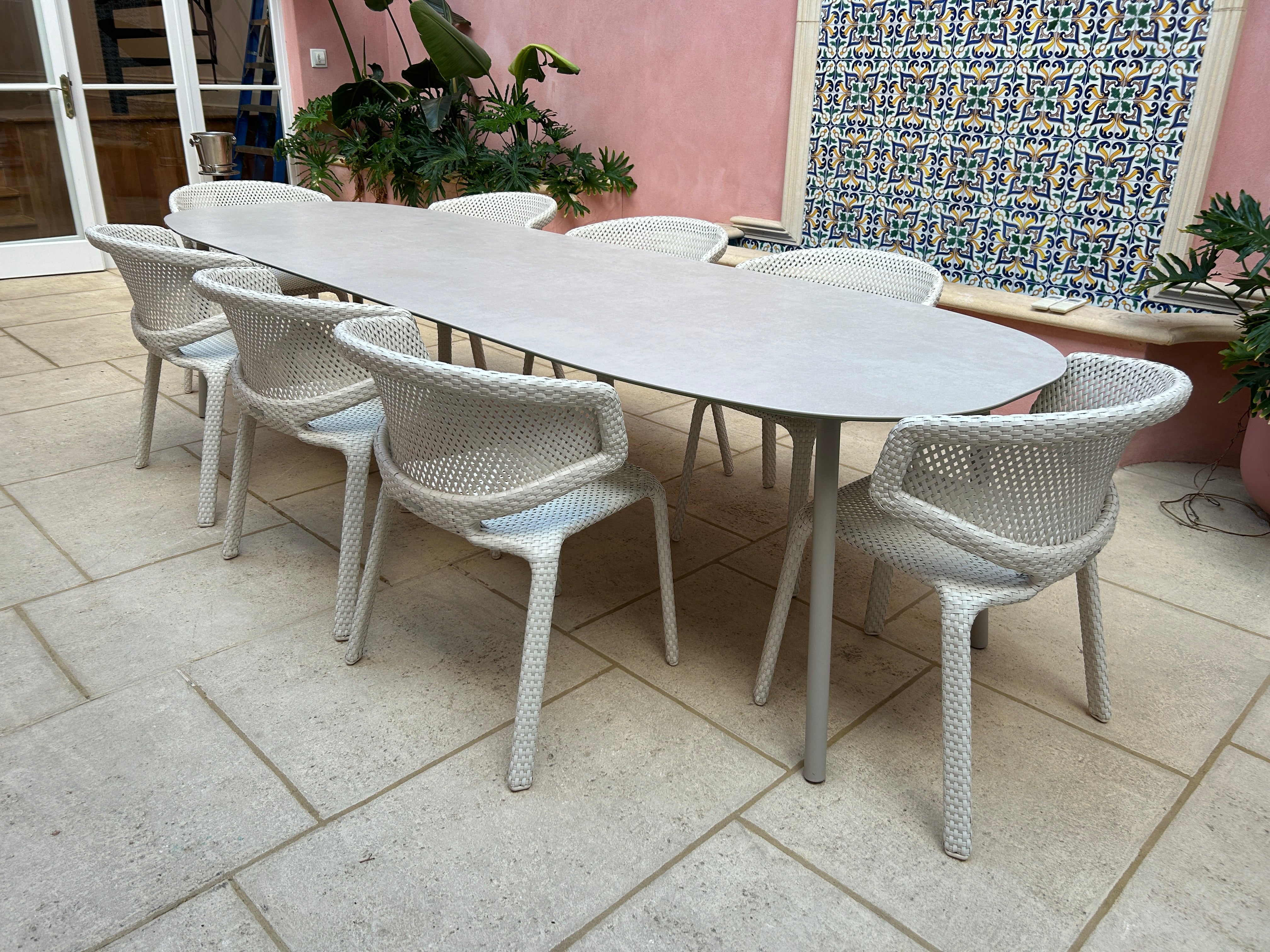 DEDON Seashell Nuo Outdoor Dining Chair Pearl, Set of 8