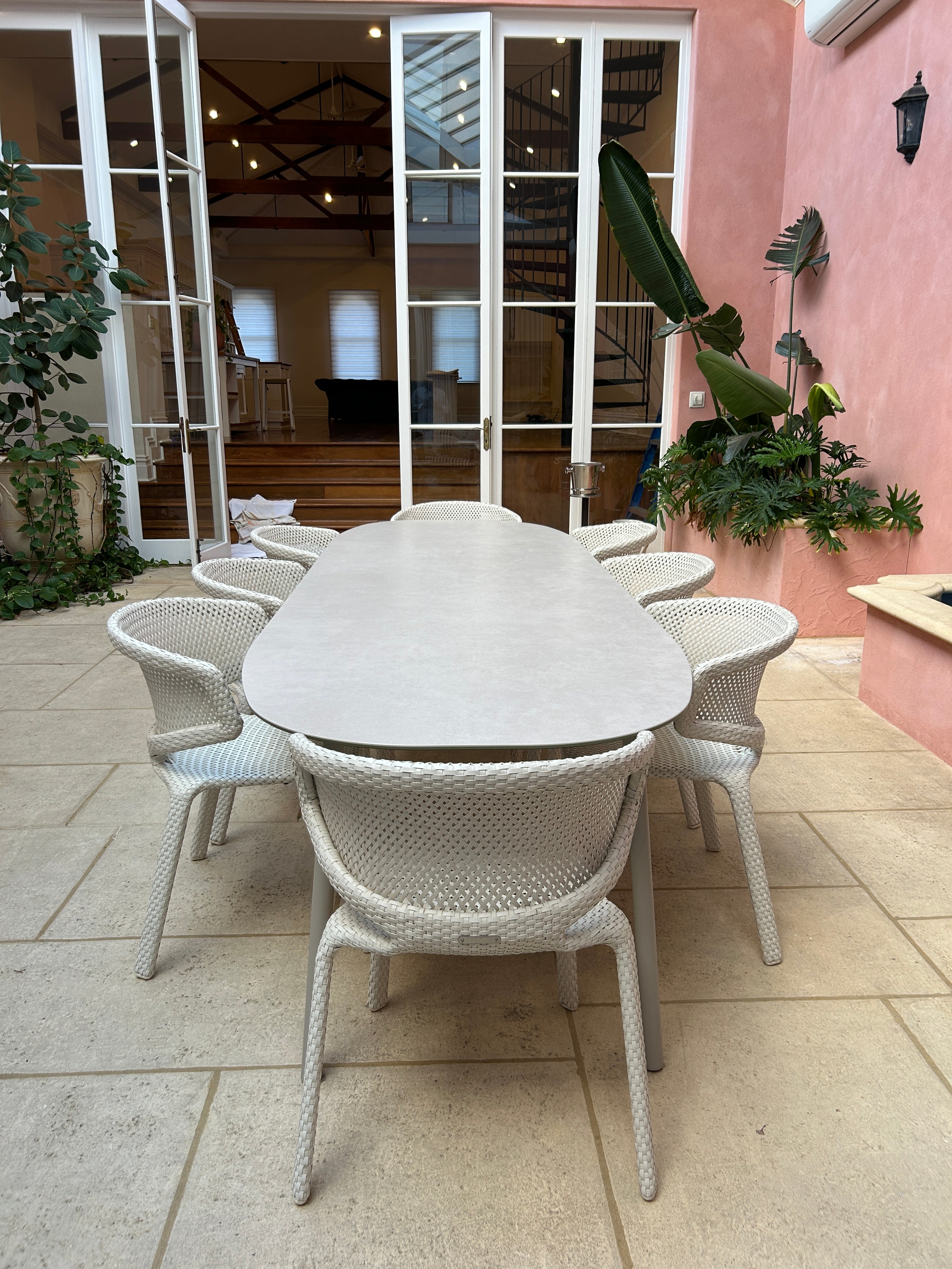 DEDON Seashell Nuo Outdoor Dining Chair Pearl, Set of 8