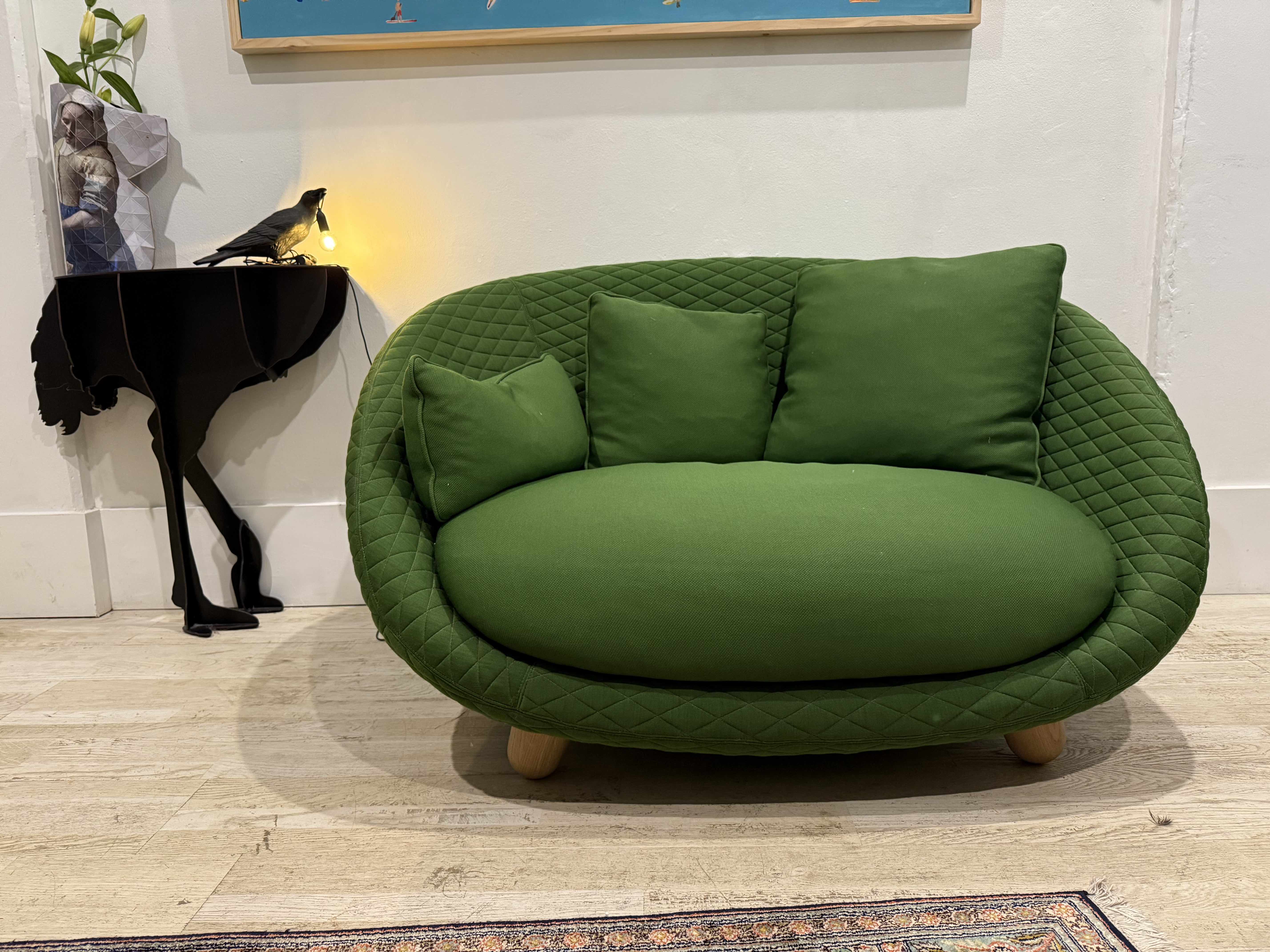 Green Moooi Love Sofa with 3 cushions