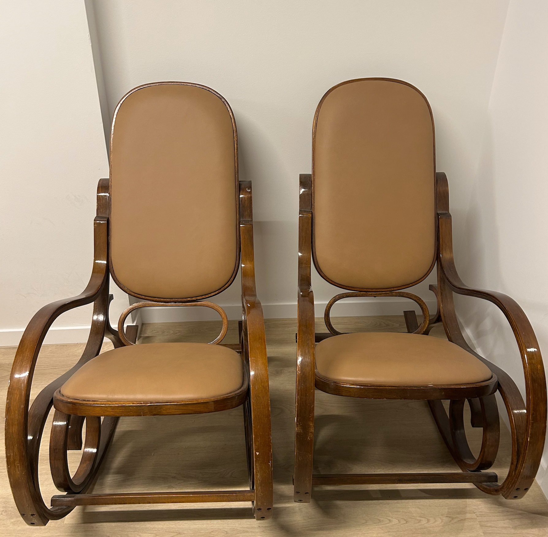 Thonet style Vintage Bentwood Rocking Chairs, pair