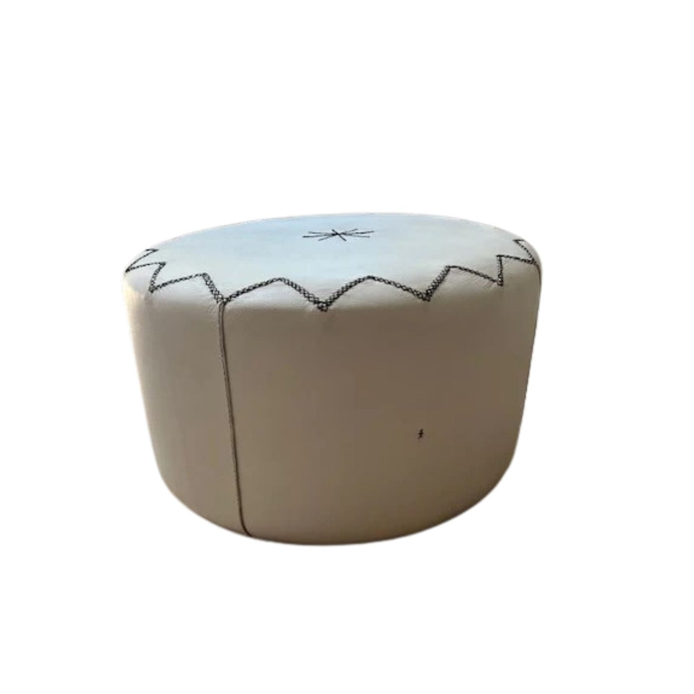 Henry Beguelin Casablanca L Cervo Brina White Leather Pouf Ottoman