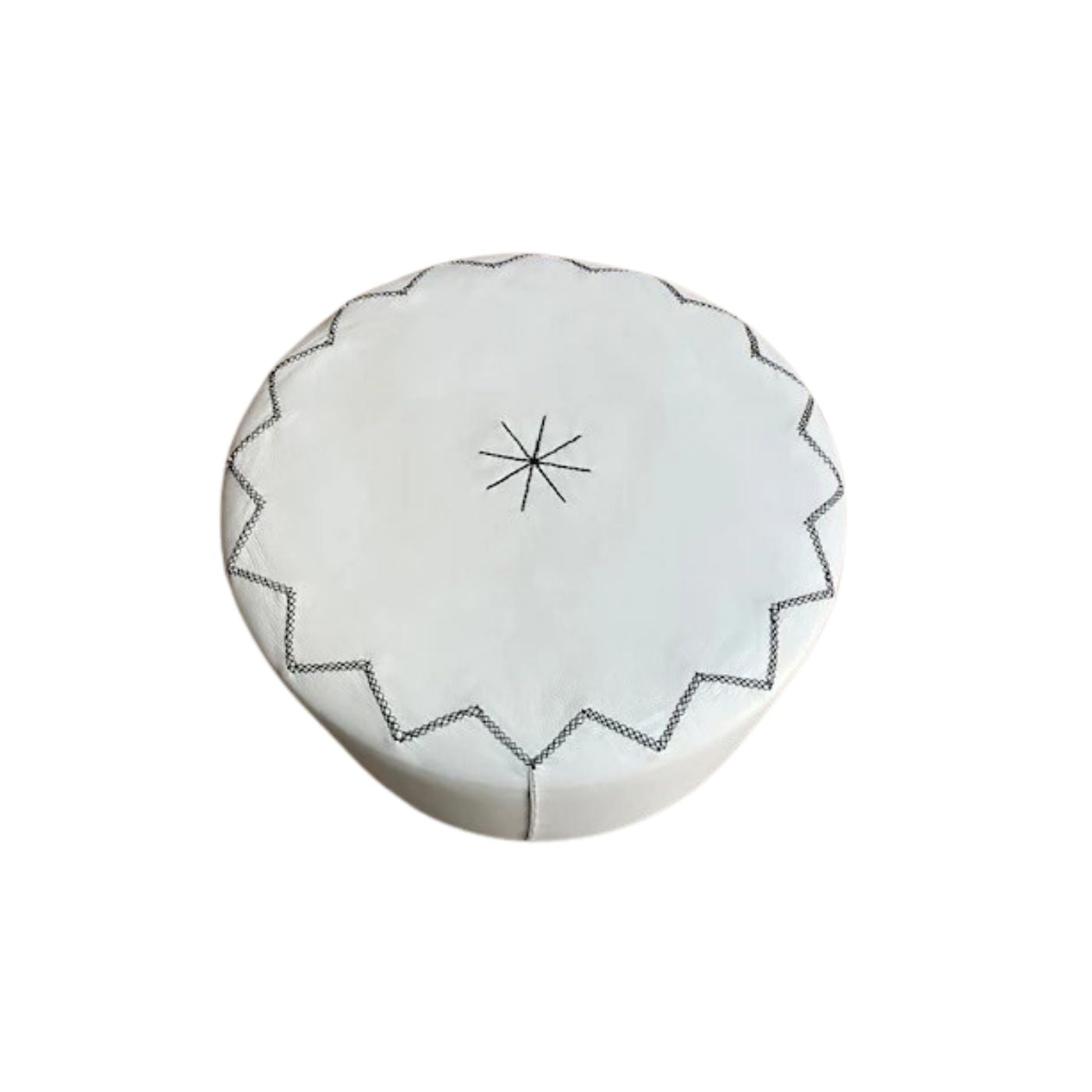 Henry Beguelin Casablanca L Cervo Brina White Leather Pouf Ottoman