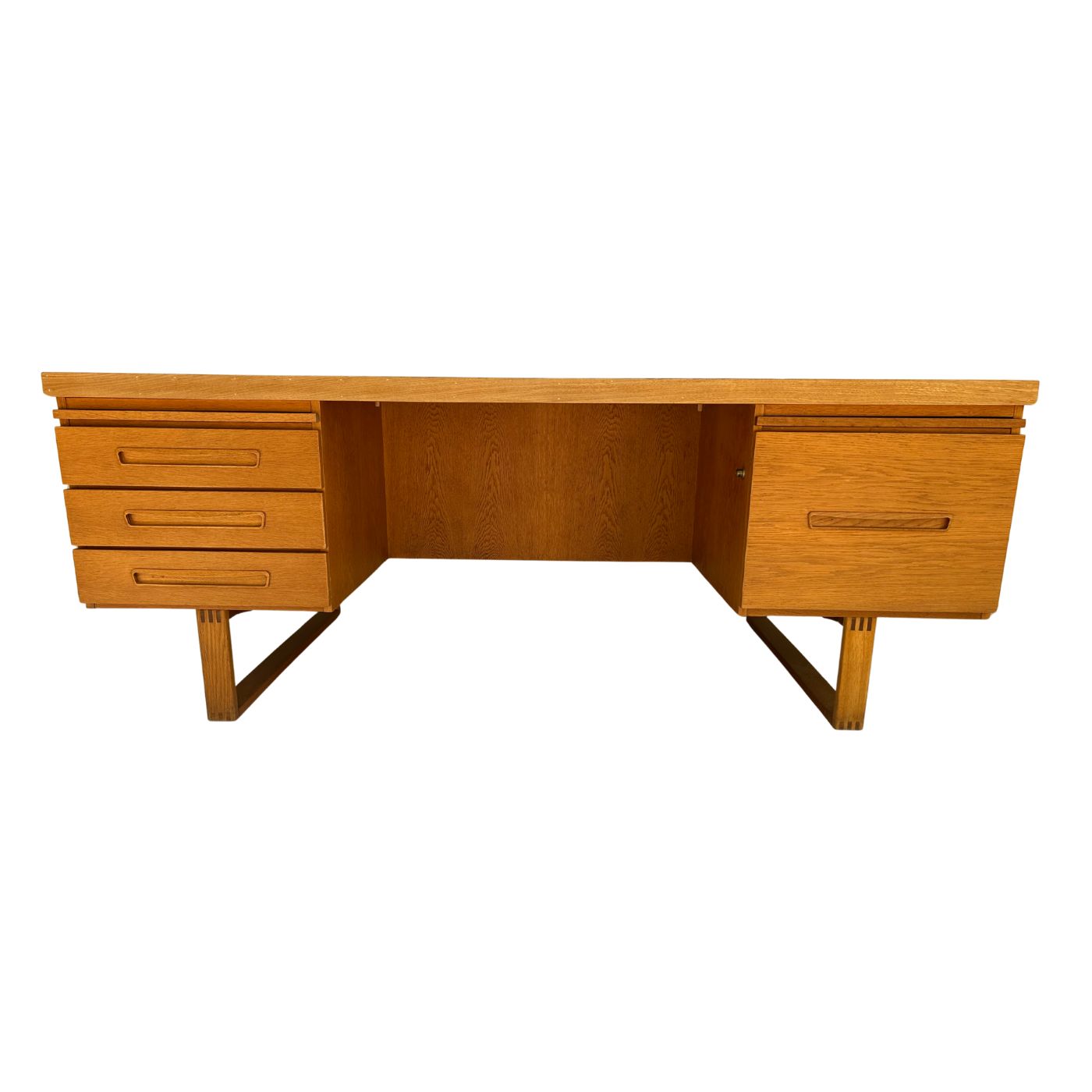 Oak ski leg desk