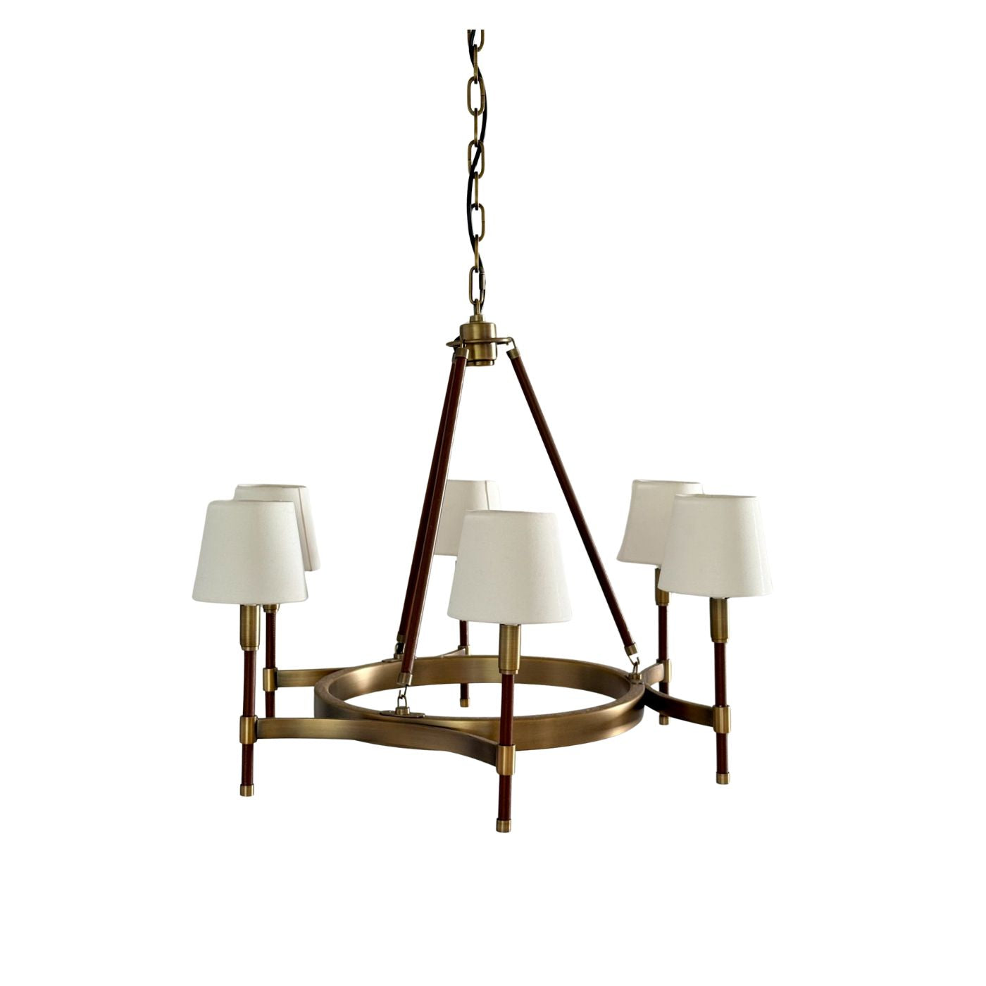 Ralph Lauren Katie 6-Light Chandelier with 2 Matching Pendants - Worn Brass