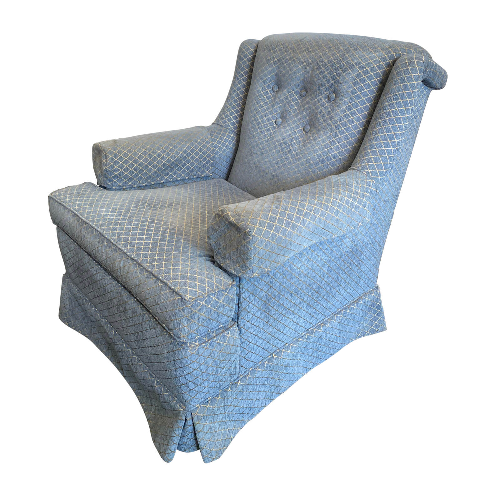 Traditional Armchair in Bule & Gold Warwick Fabric