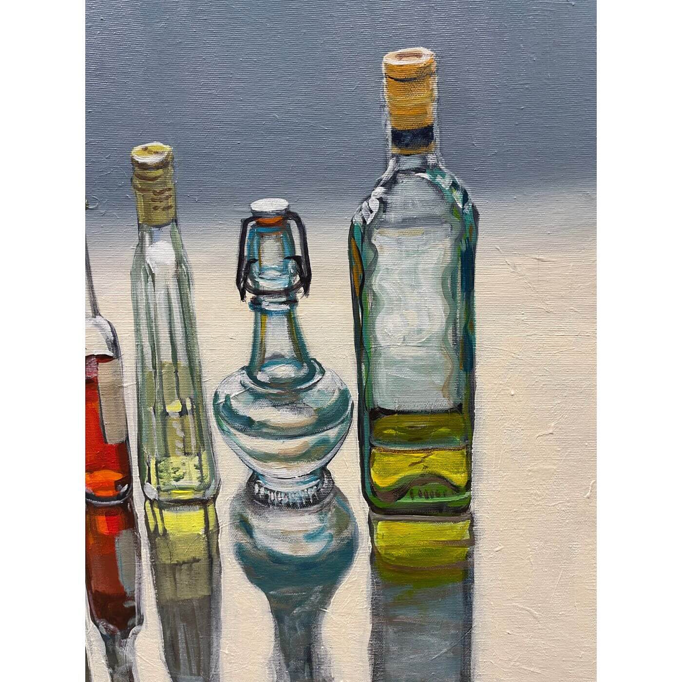 Christine Webb, 5 Bottles, acrylic