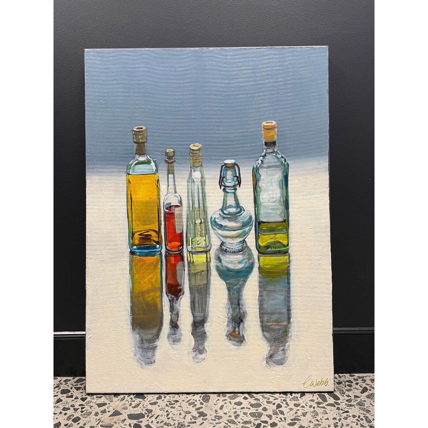 Christine Webb, 5 Bottles, acrylic