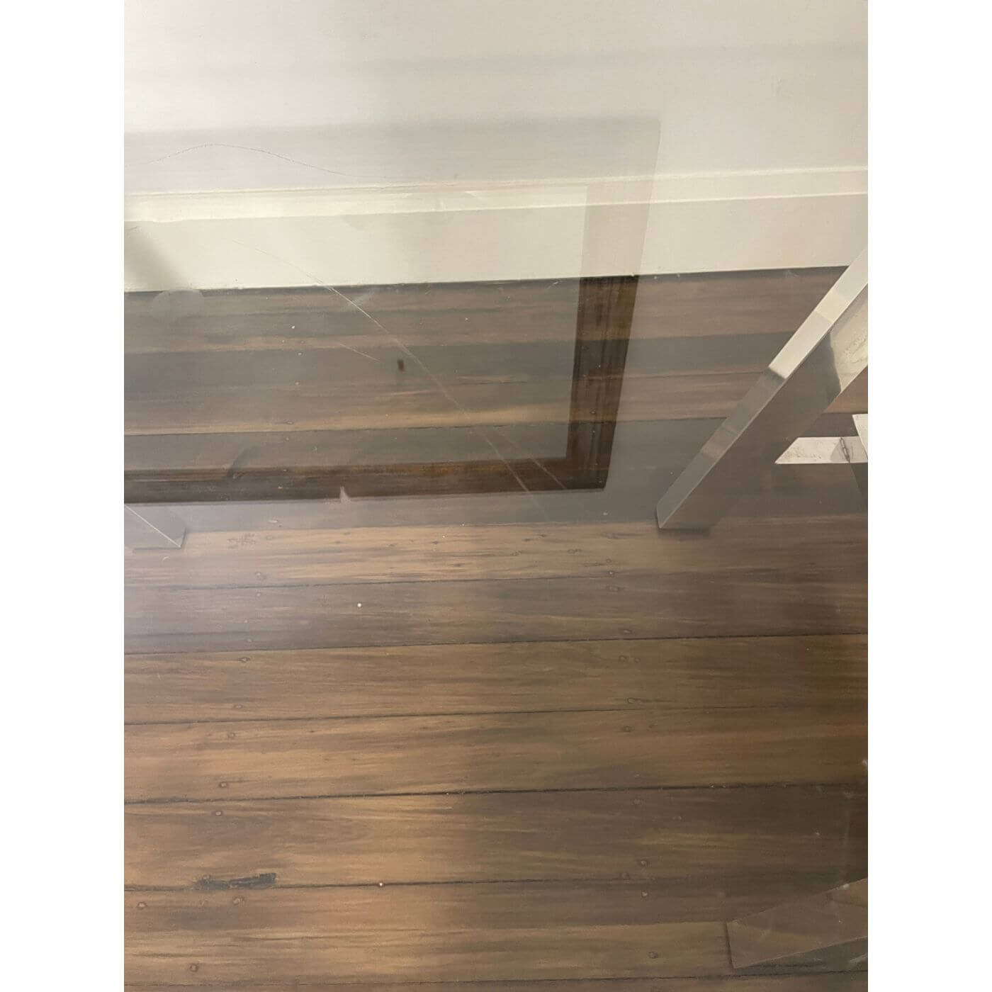 Chrome Trestle Table with Glass Top