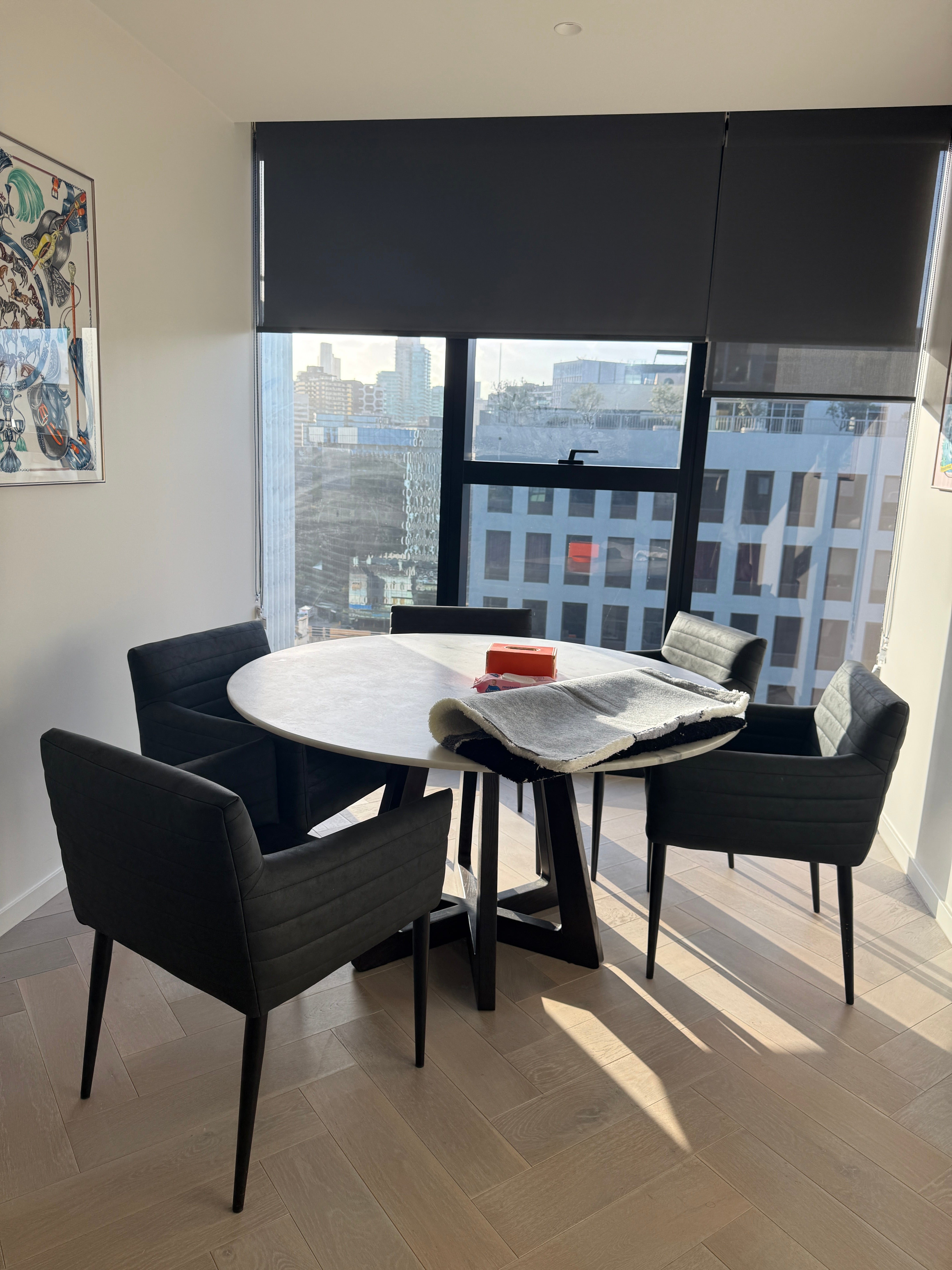 Coco Republic Black Leather Dining Chairs, set of 6