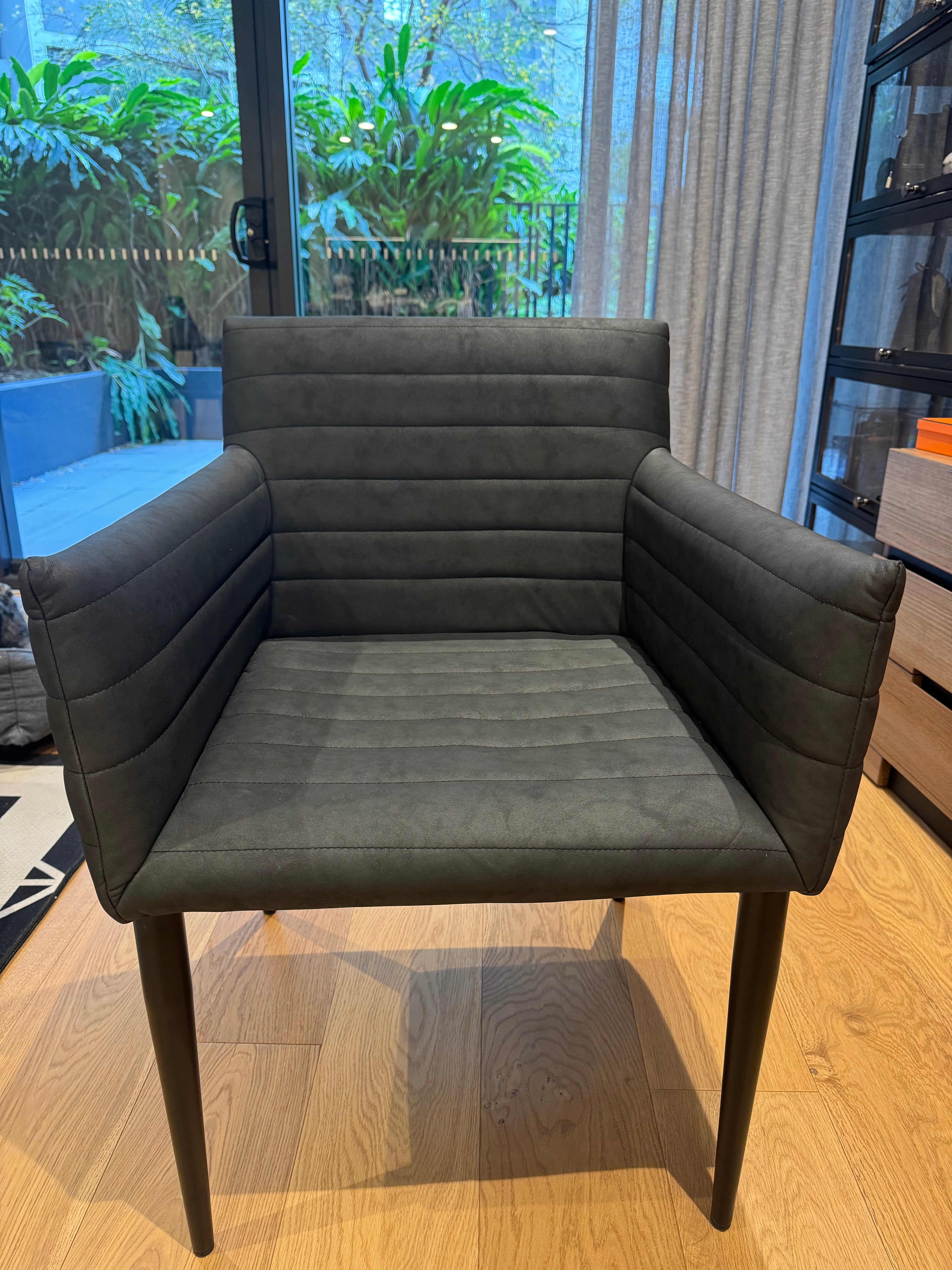 Coco Republic Black Leather Dining Chairs, set of 6