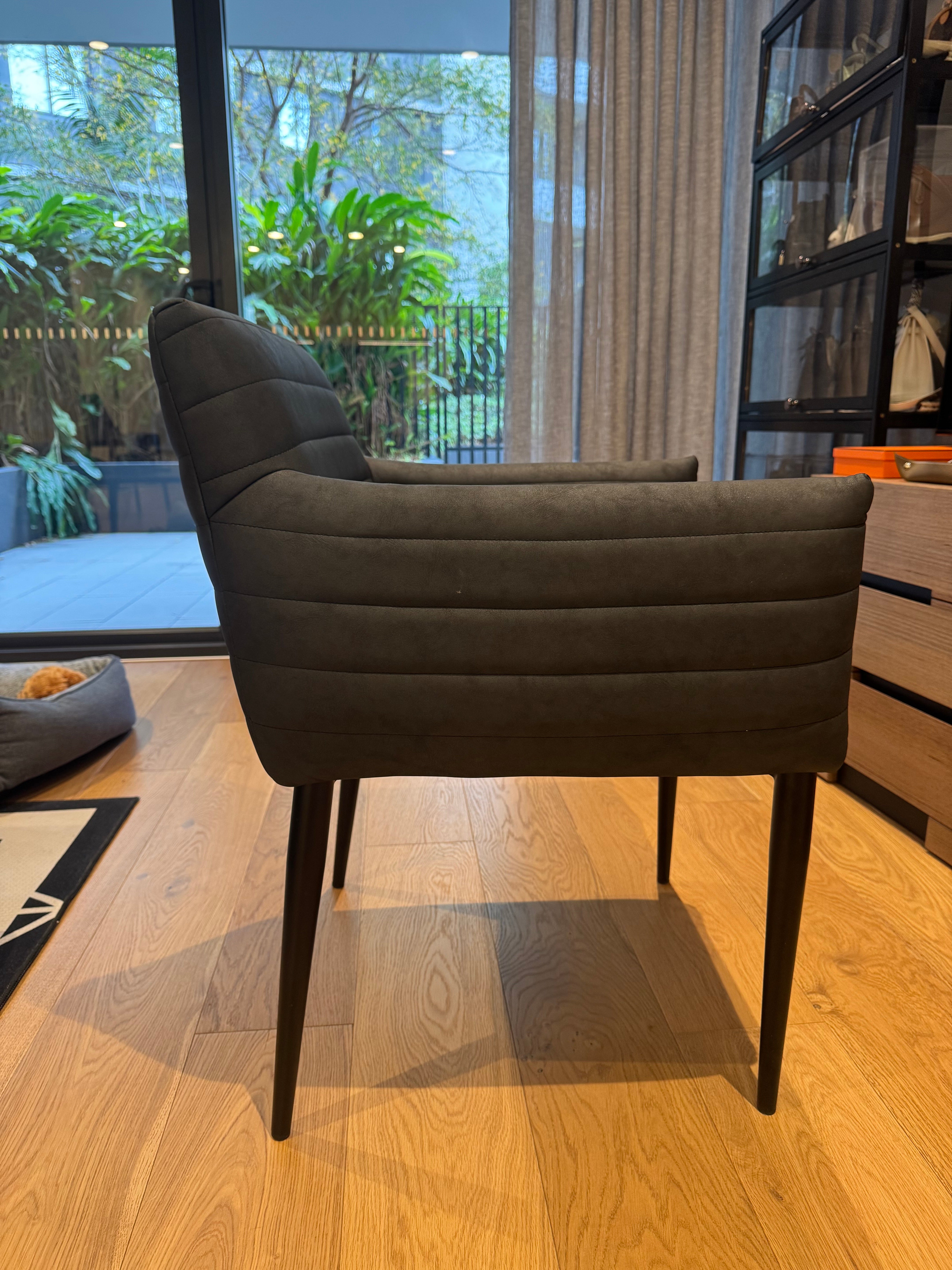 Coco Republic Black Leather Dining Chairs, set of 6