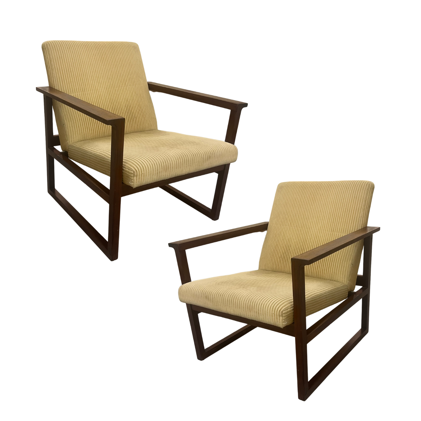 DQF (Danish Quality Furniture) Blackbean Sled Armchairs, pair