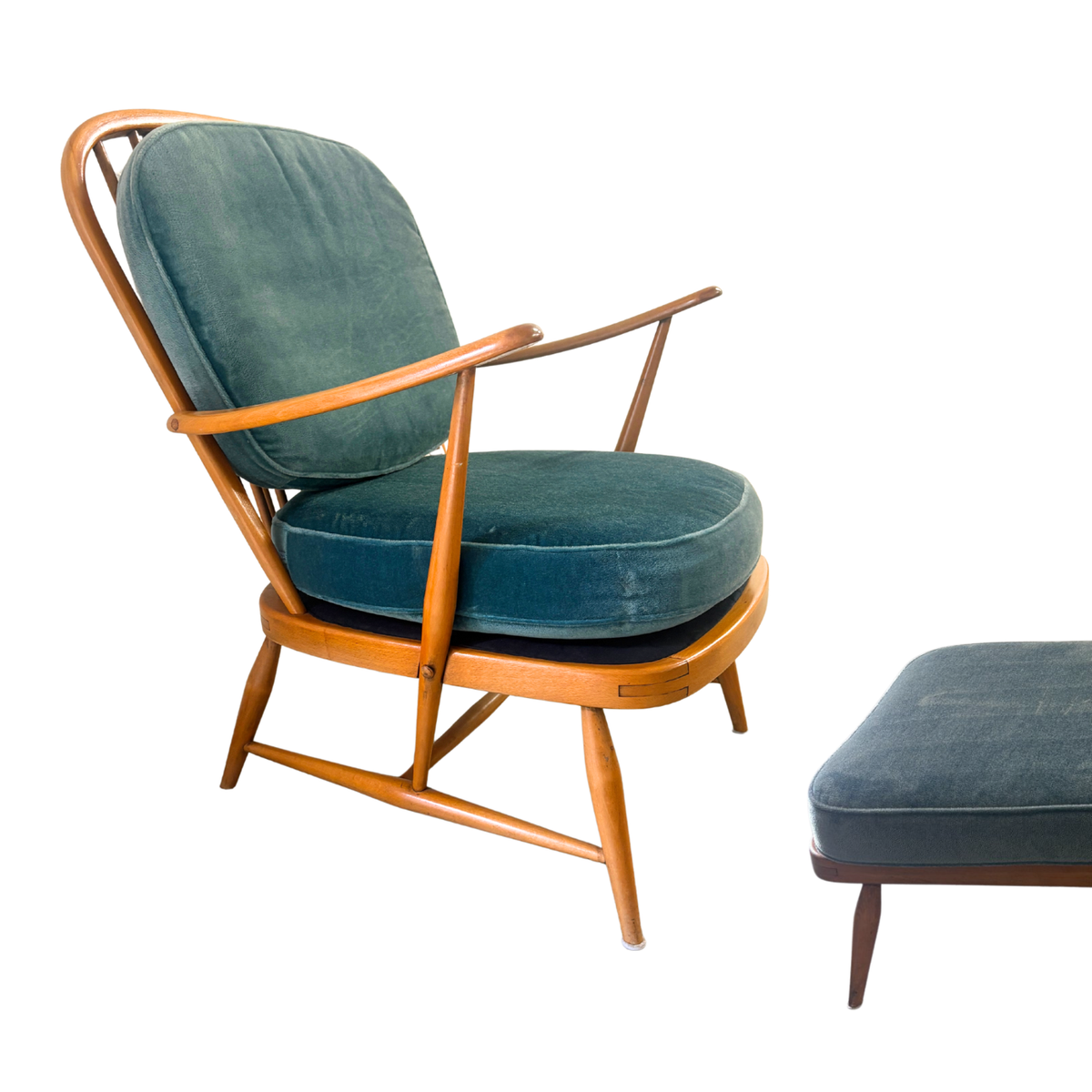 Vintage Ercol Windsor Easy Chair and Ottoman