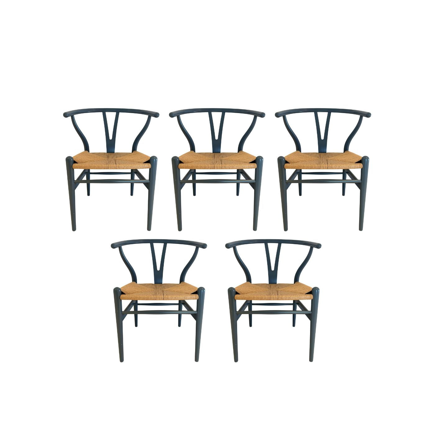 CH24 Hans Wegner Wishbone Chairs, Set of 5