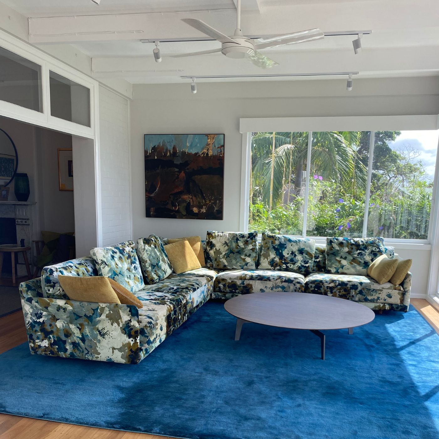 Large Custom Upholstered Jardan Sofa, 2 pieces