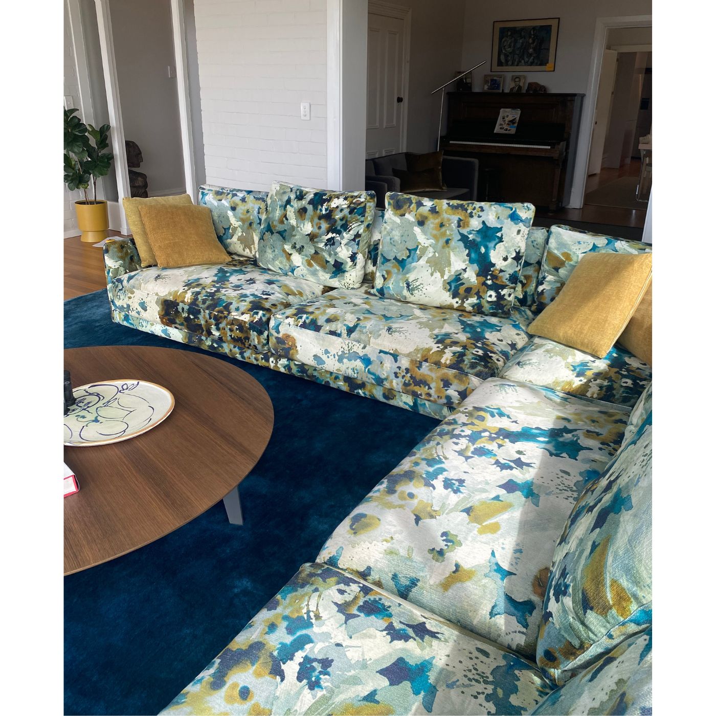 Large Custom Upholstered Jardan Sofa, 2 pieces