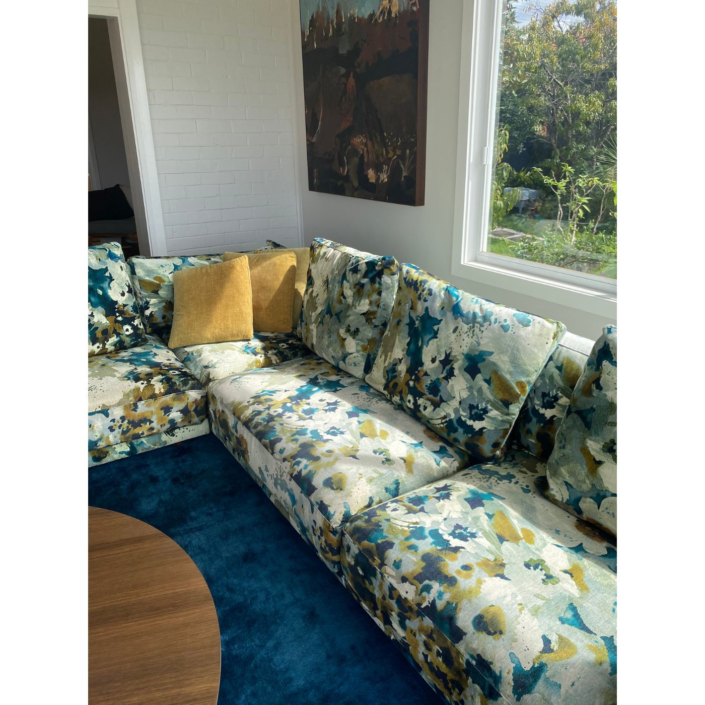 Large Custom Upholstered Jardan Sofa, 2 pieces