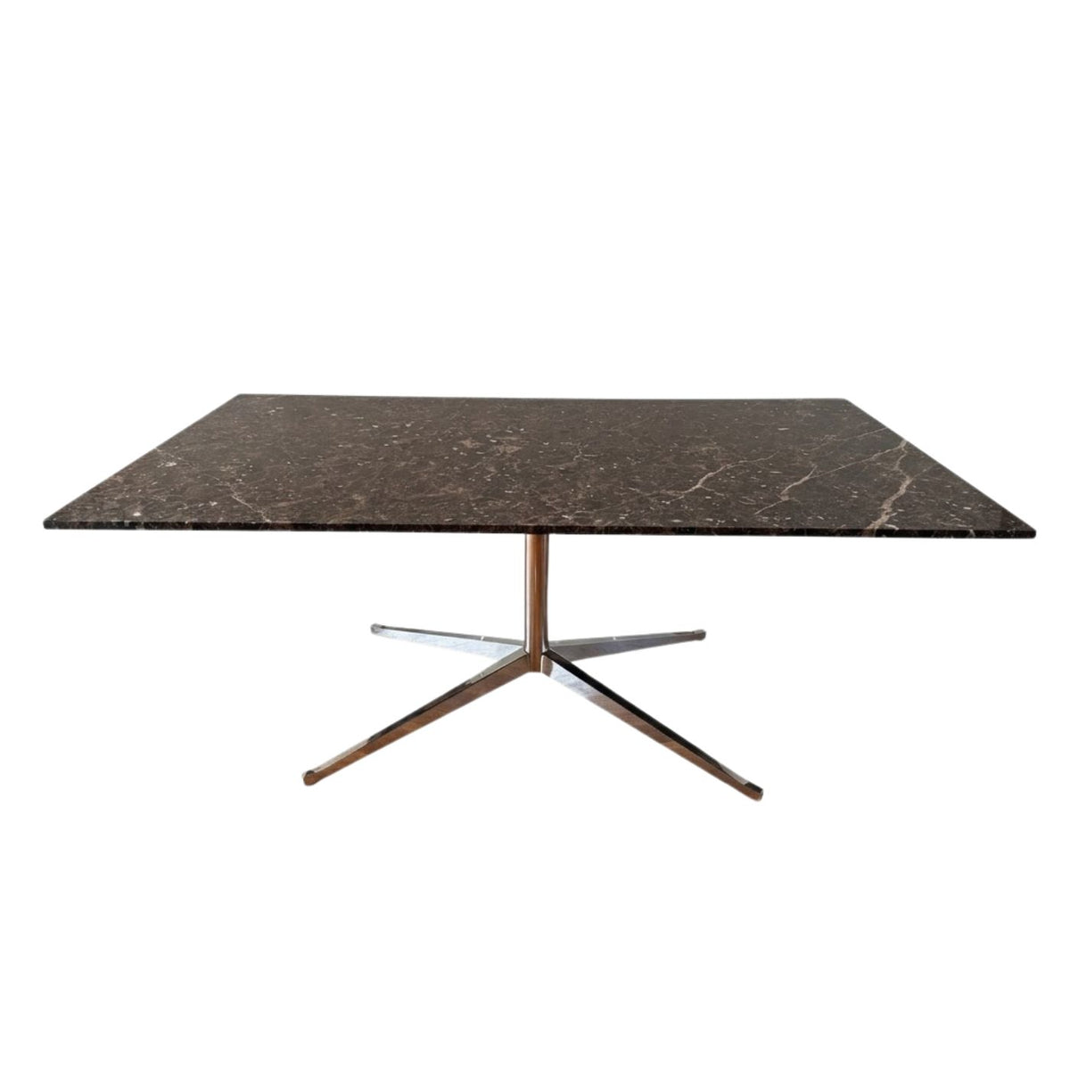 Marble Table with Florence Knoll 1960s Stainless Steel Base