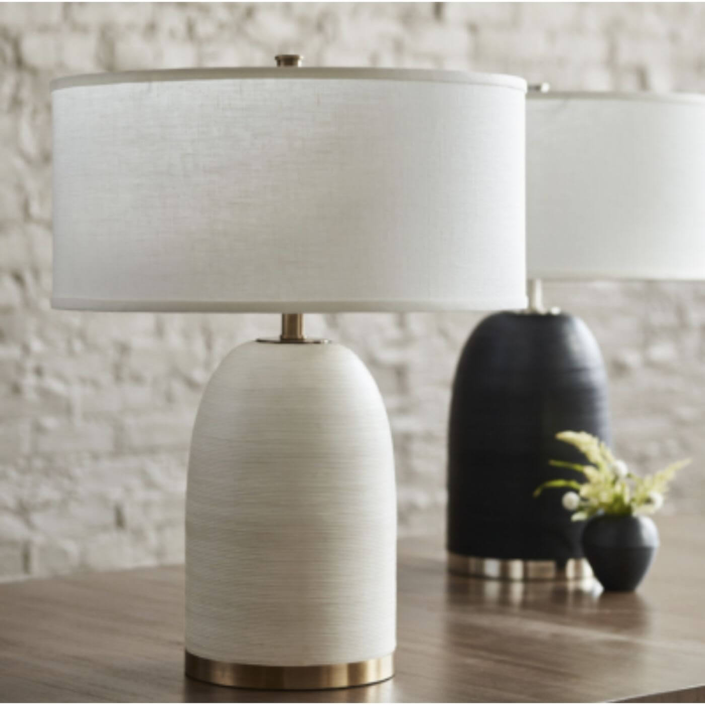 Palecek Rivoli white leather lamp