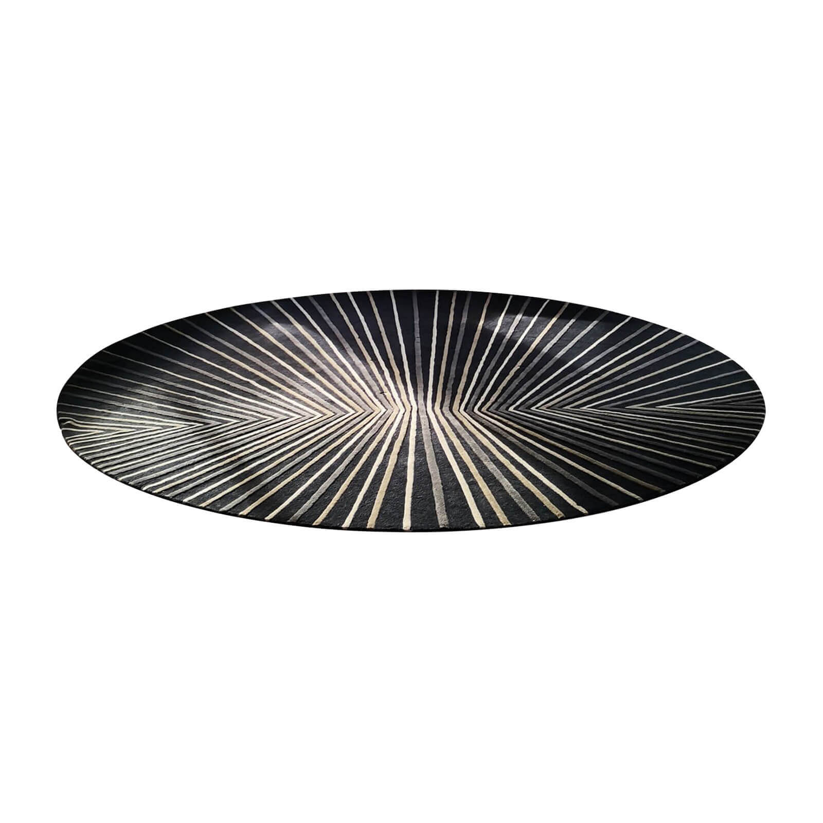 Tappeti radiating circular rug black, cream