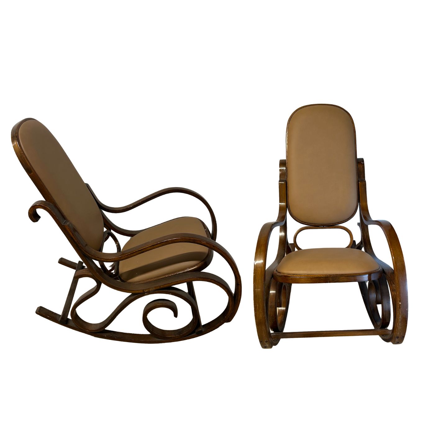 Thonet style Vintage Bentwood Rocking Chairs, pair