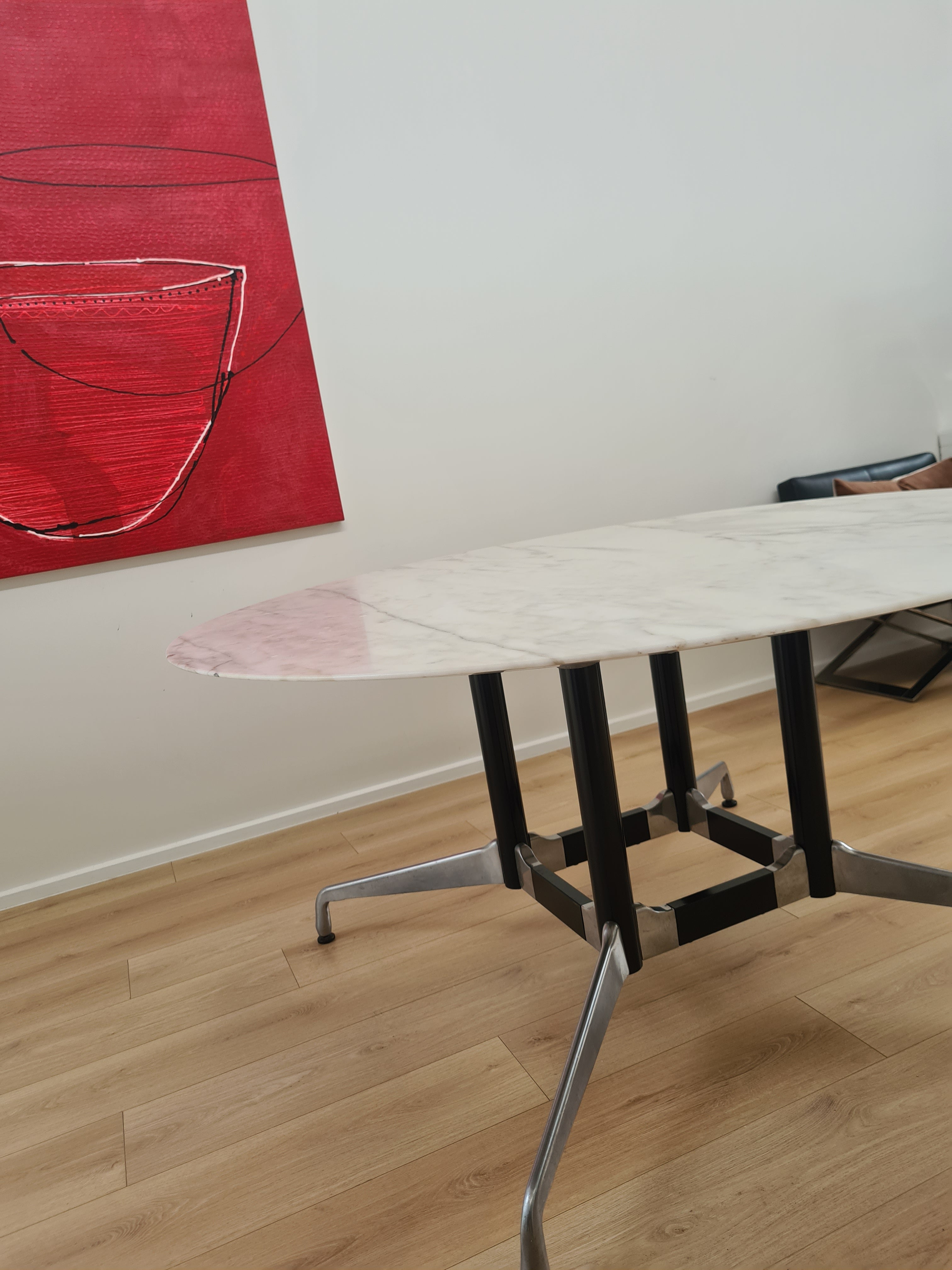 Eames Segmented Table with Saarinen Calacatta Marble Top