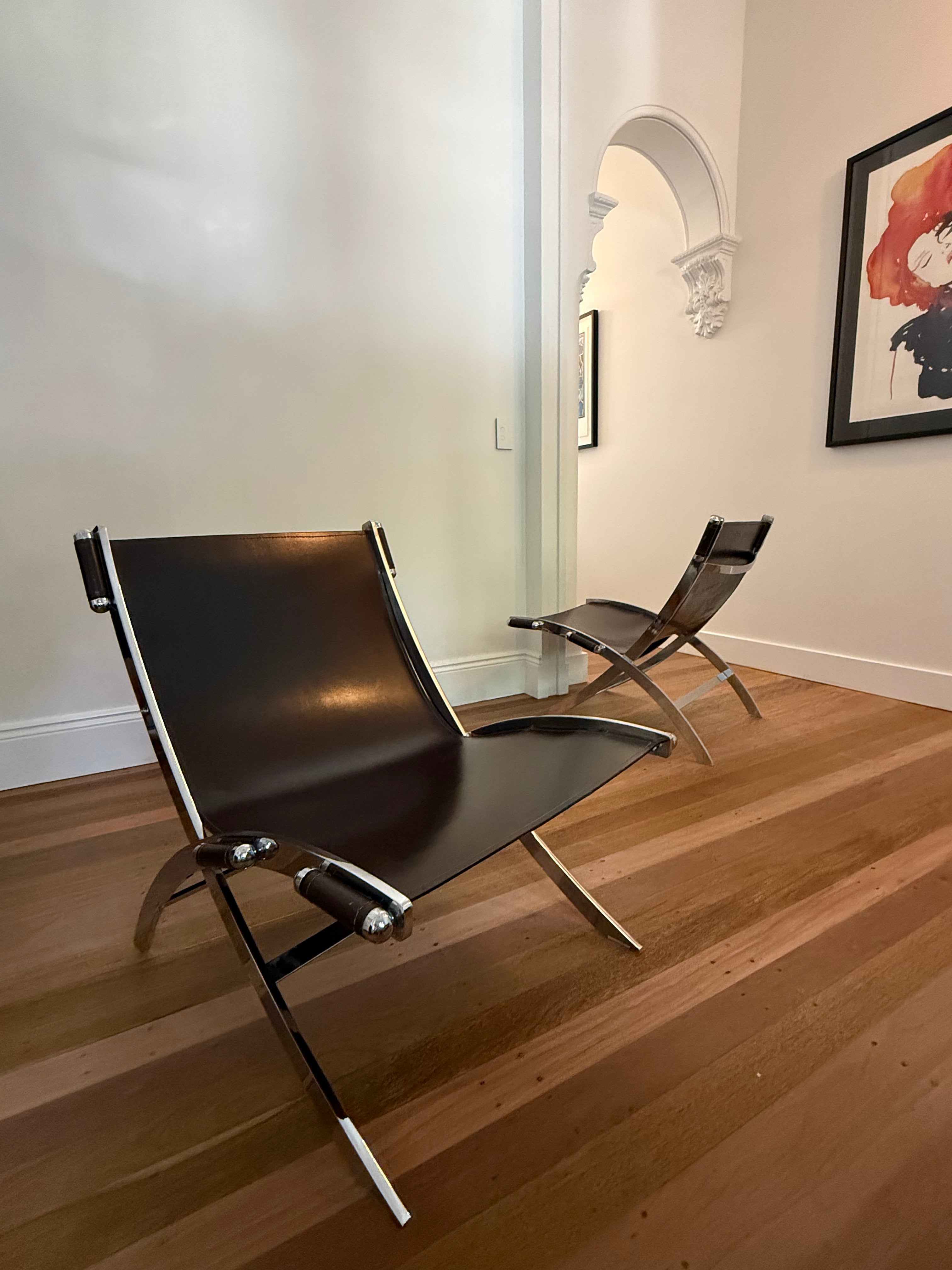 Flexform Scissor Chairs, pair