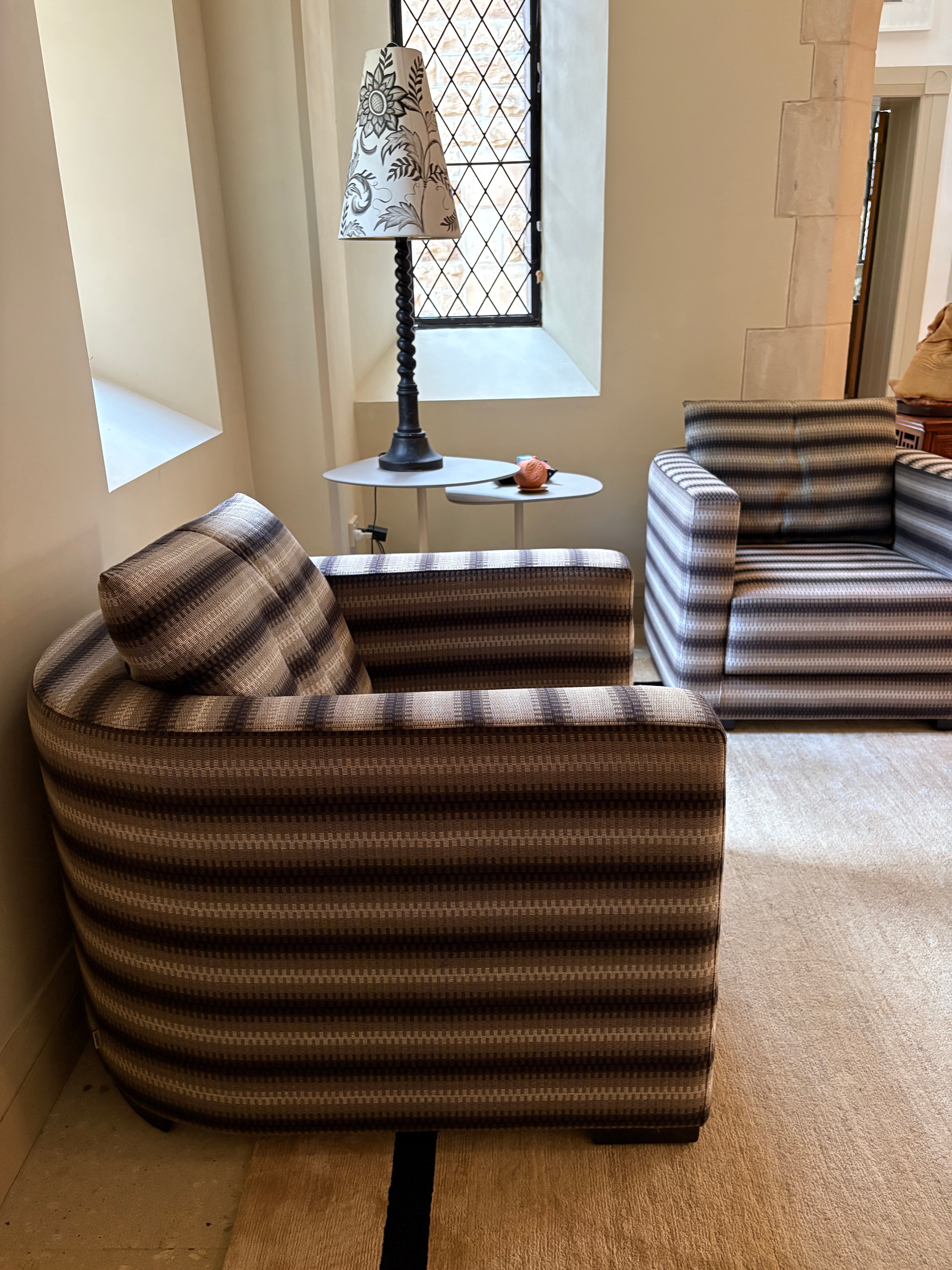 Jardan Oscar Striped Armchairs, pair