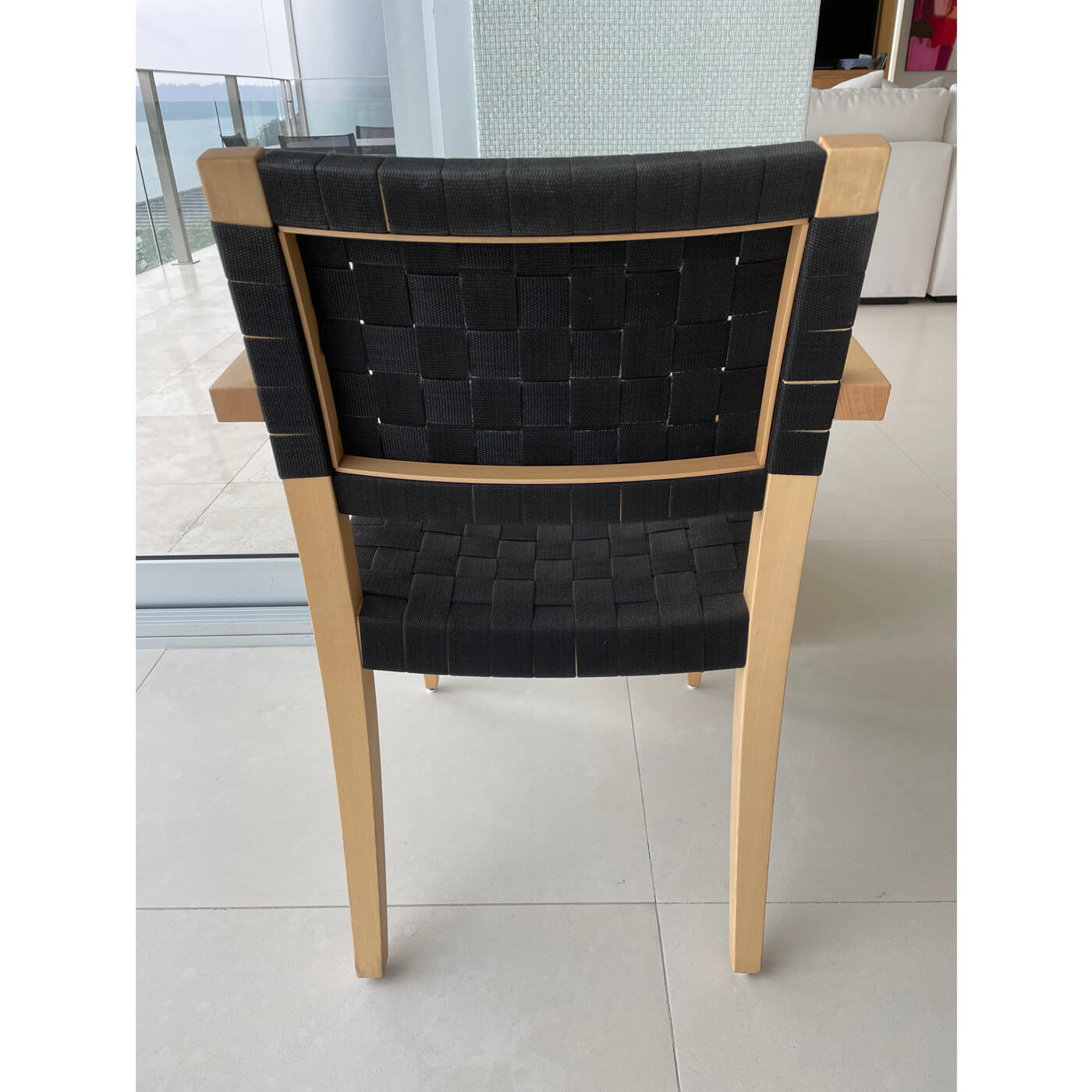 Andreu World woven dining chair in style of Alvar Alto