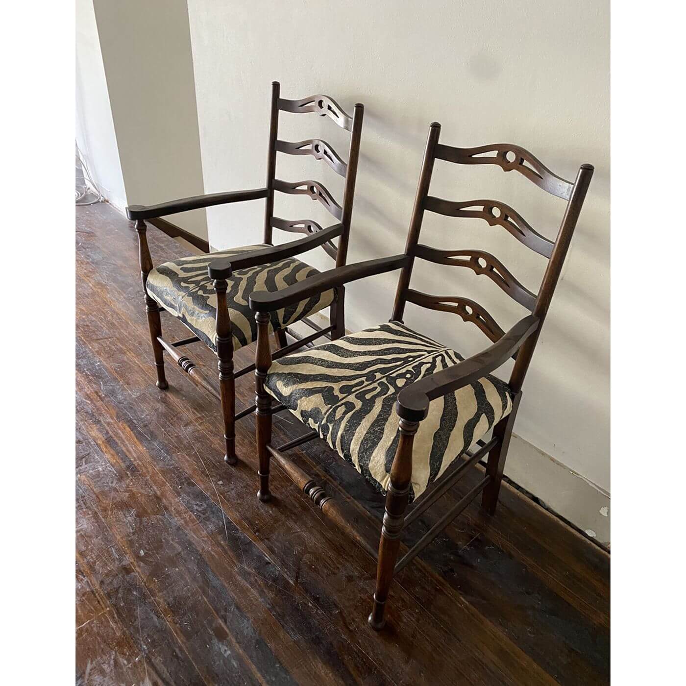 Antique chairs with zebra seat