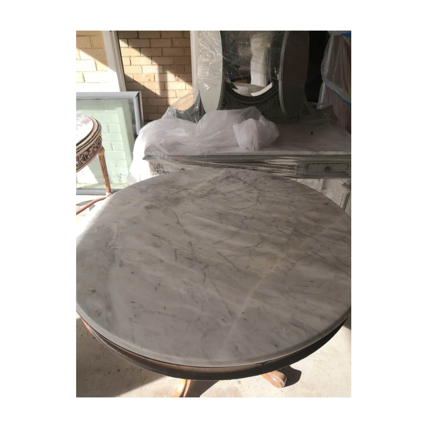 Vintage Marble Topped Kopitiam Tea Table