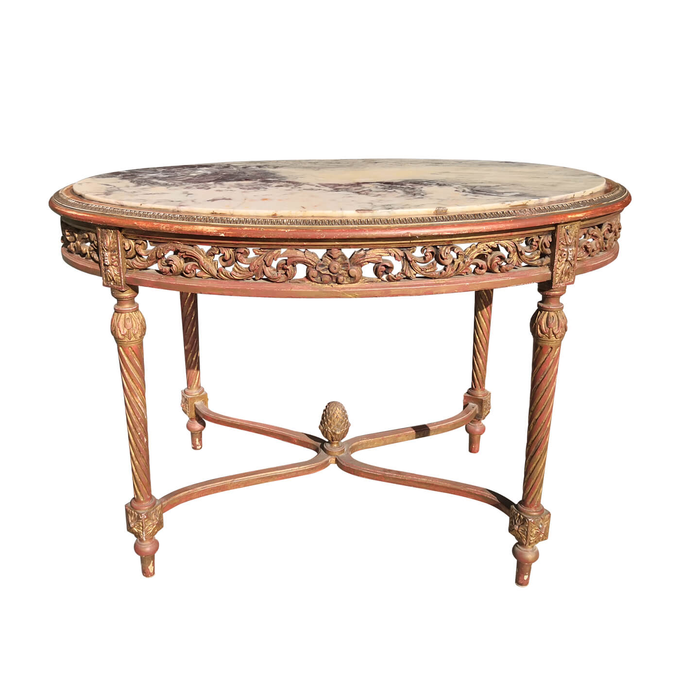 Antique Giltwood Marble Topped Oval Table