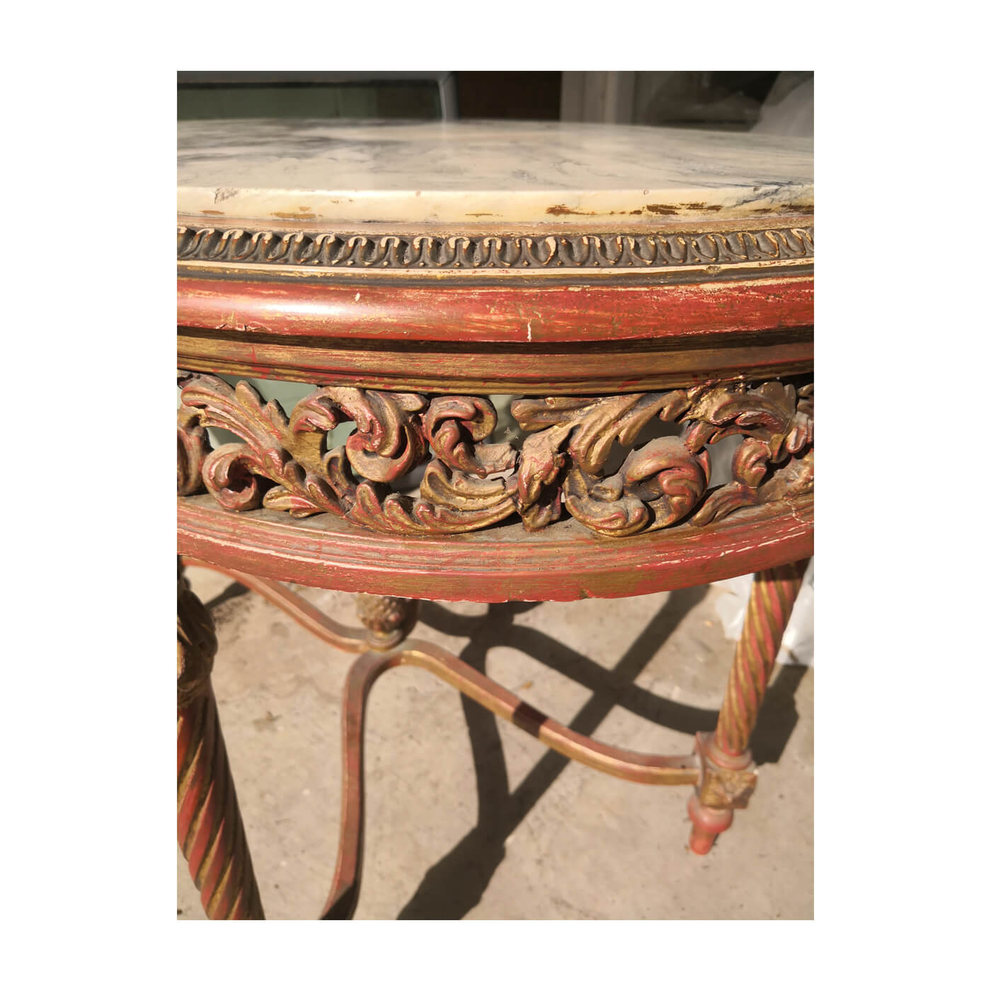 Antique Giltwood Marble Topped Oval Table