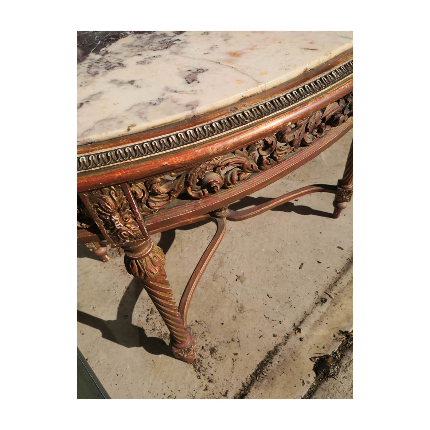 Antique Giltwood Marble Topped Oval Table