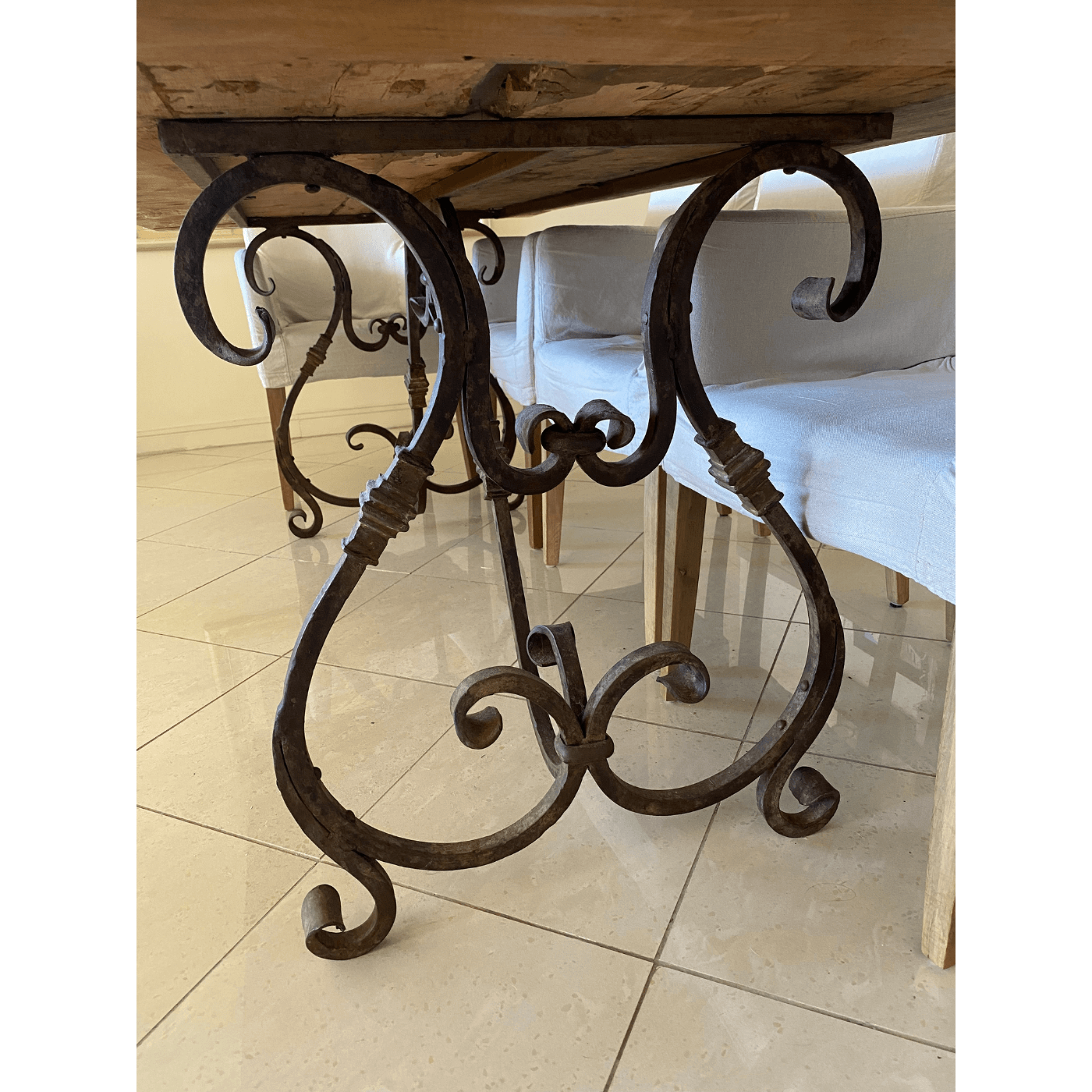 Two Design Lovers Antique oak dining table and coco republic chairs